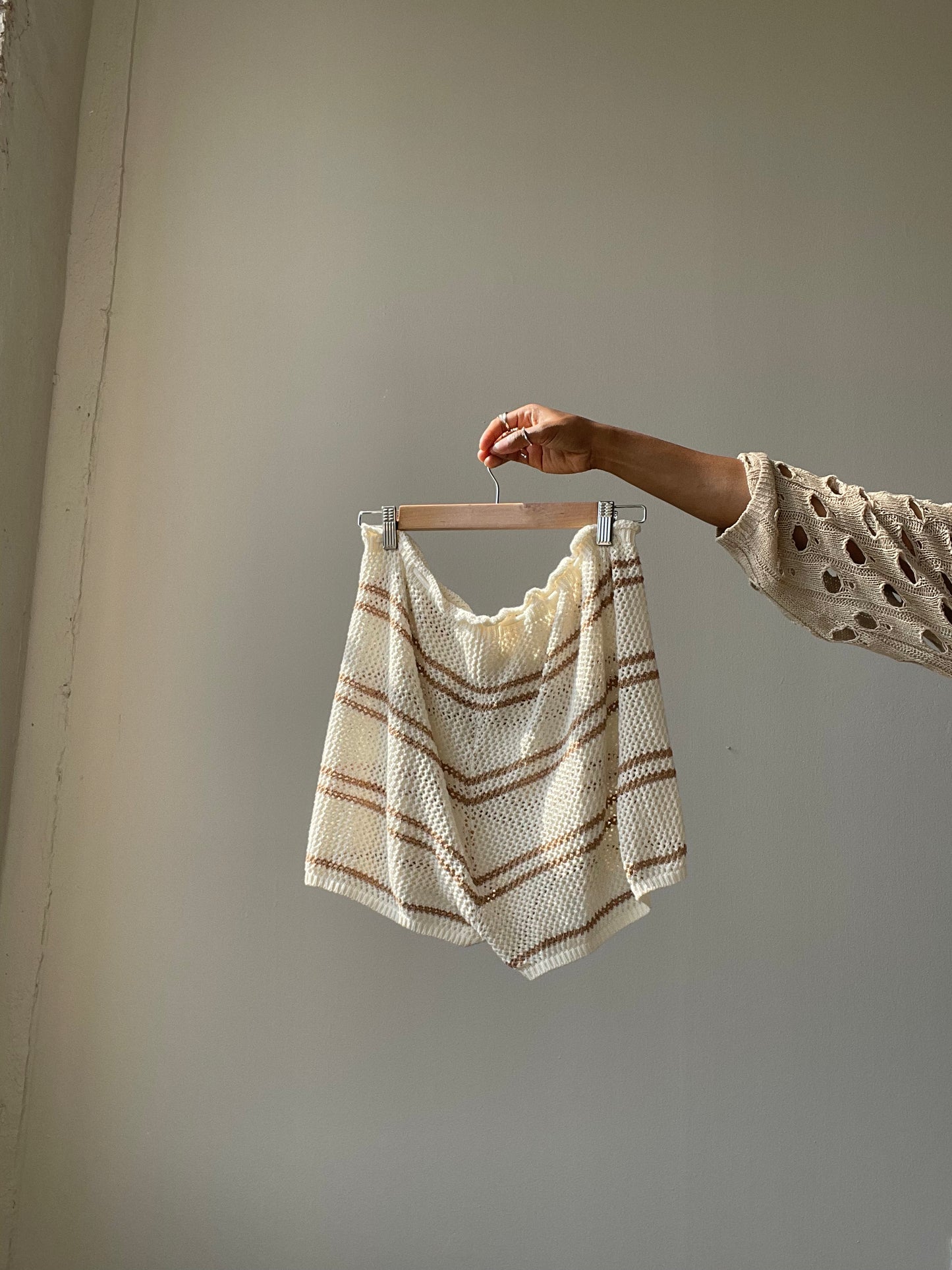 Mika Cotton Crochet Knit Striped Cover-Up Shorts