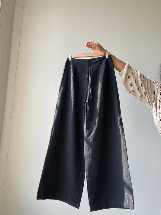 Evie Linen Wide Leg Pant In Black