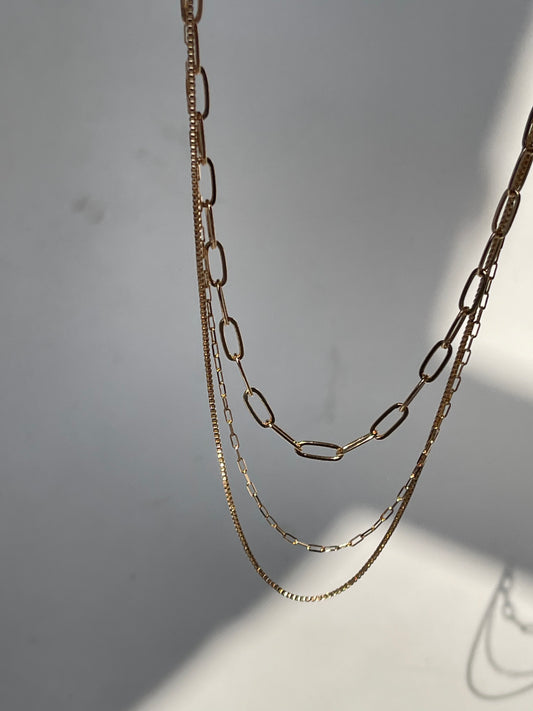 Savanna Tri Link Chain Layered Necklace In Gold