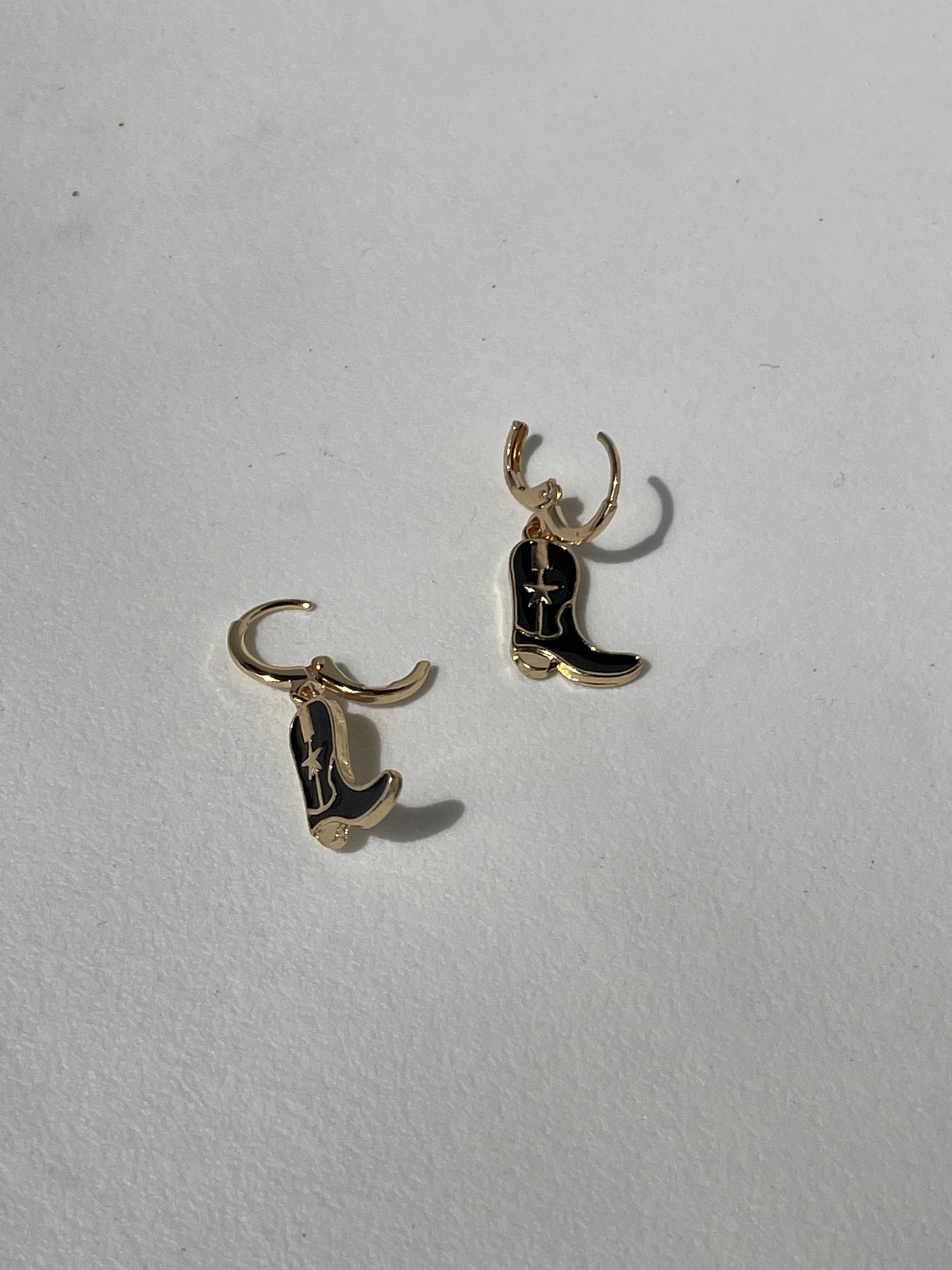 Cowboy Boot Drop Earring In Black