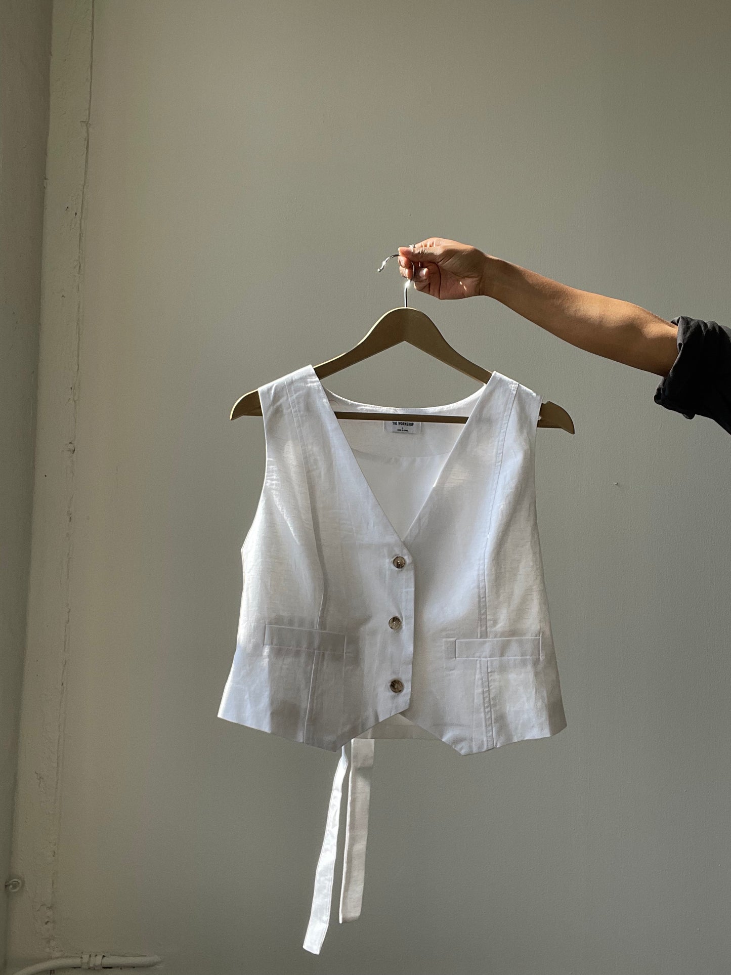 Garland Linen & Cotton Dress Vest In White