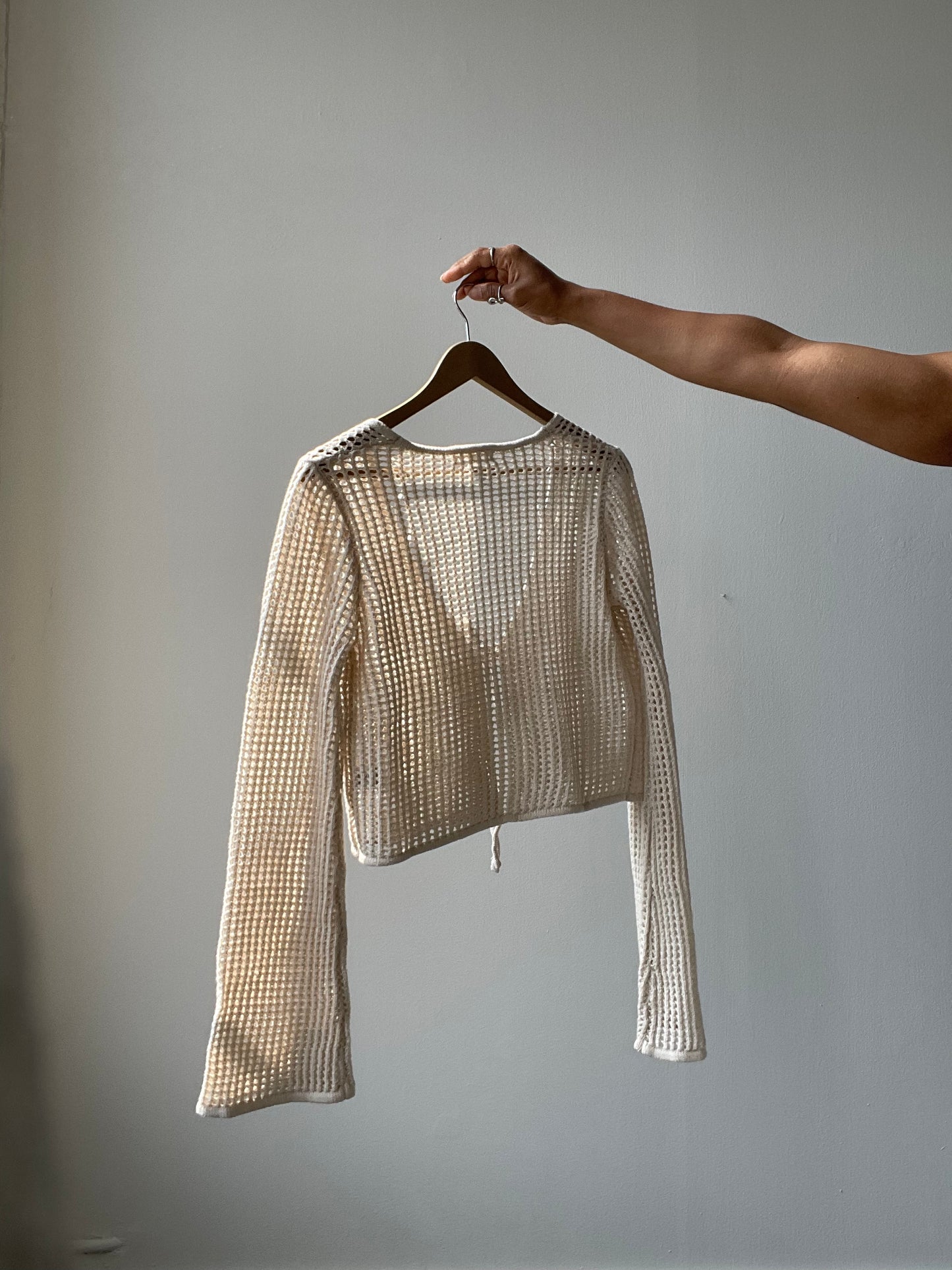 Lufkin Cotton Crochet Cardigan In Natural