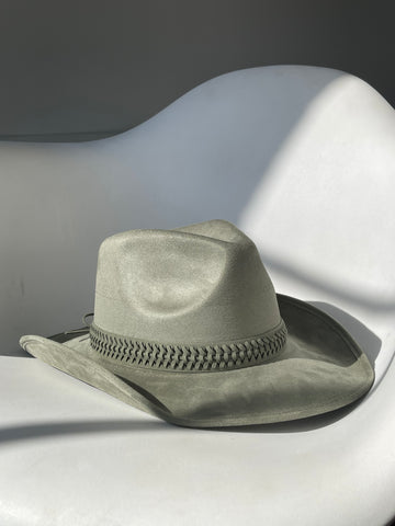 Carla Woven Belt Cowboy Hat In Avocado