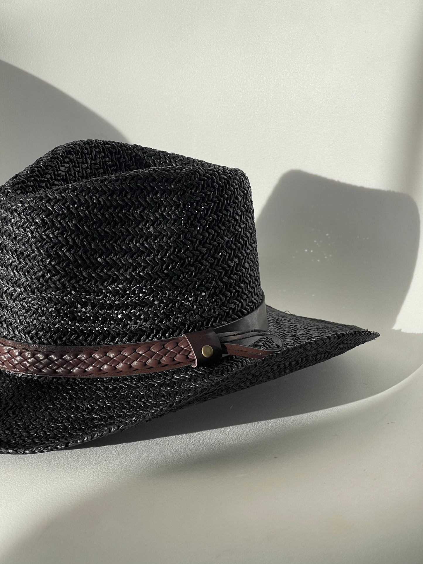 Casey Braided Woven Cowboy Hat In Black