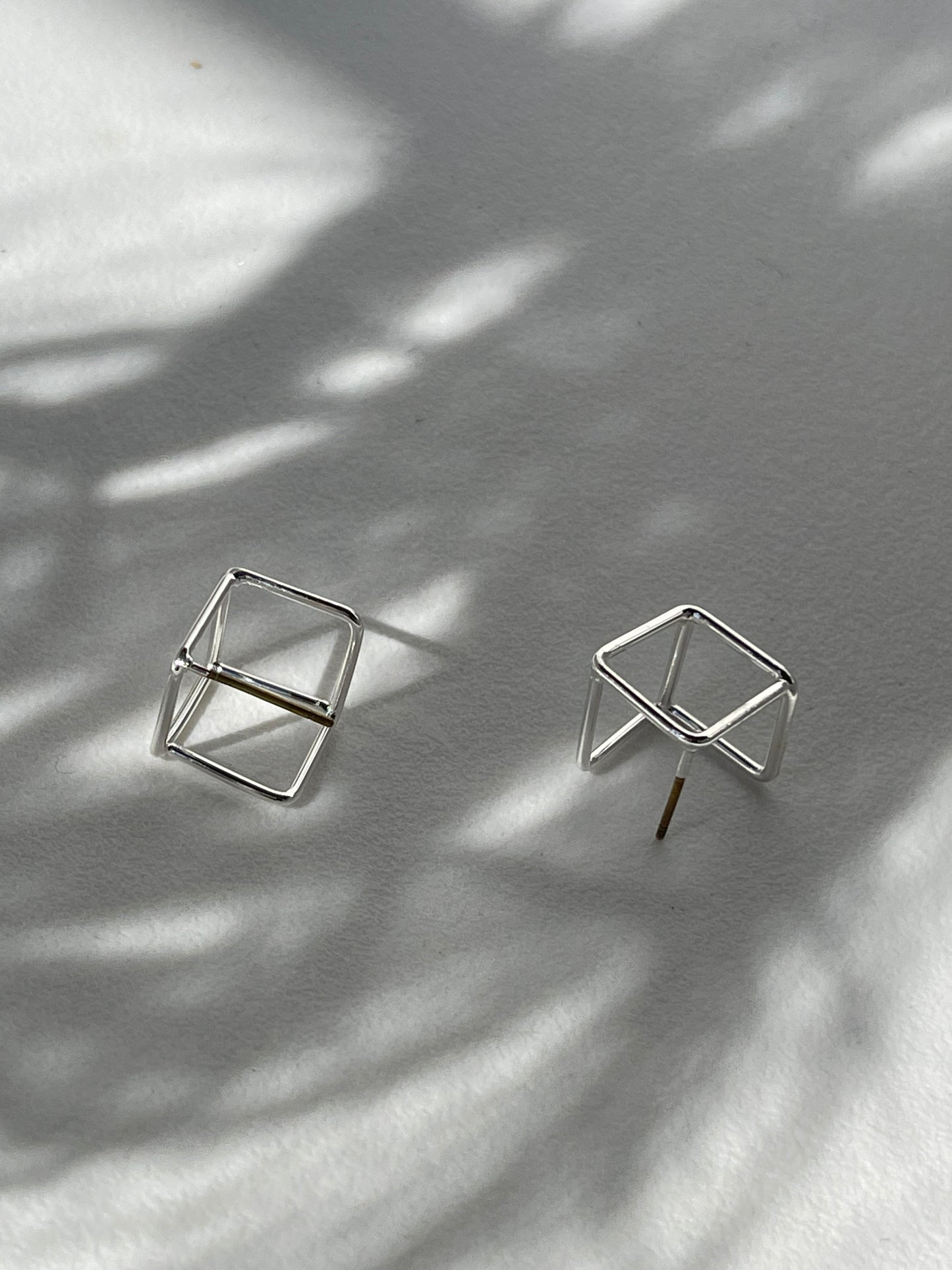 Alton Mini Cube Stud Earring In Silver