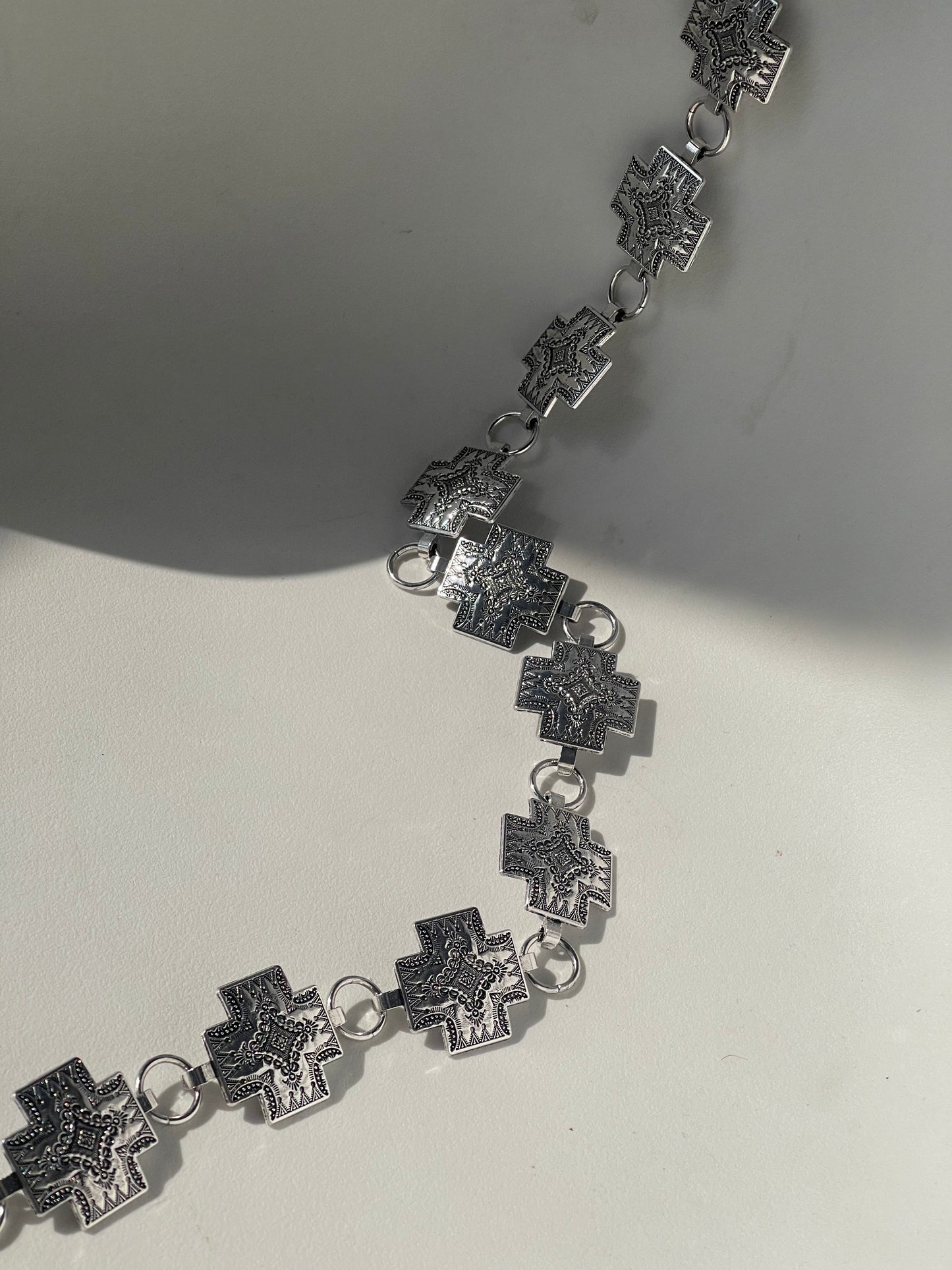Shane Metal Western Mini Cross Chain Belt In Silver