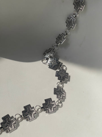 Shane Metal Western Mini Cross Chain Belt In Silver