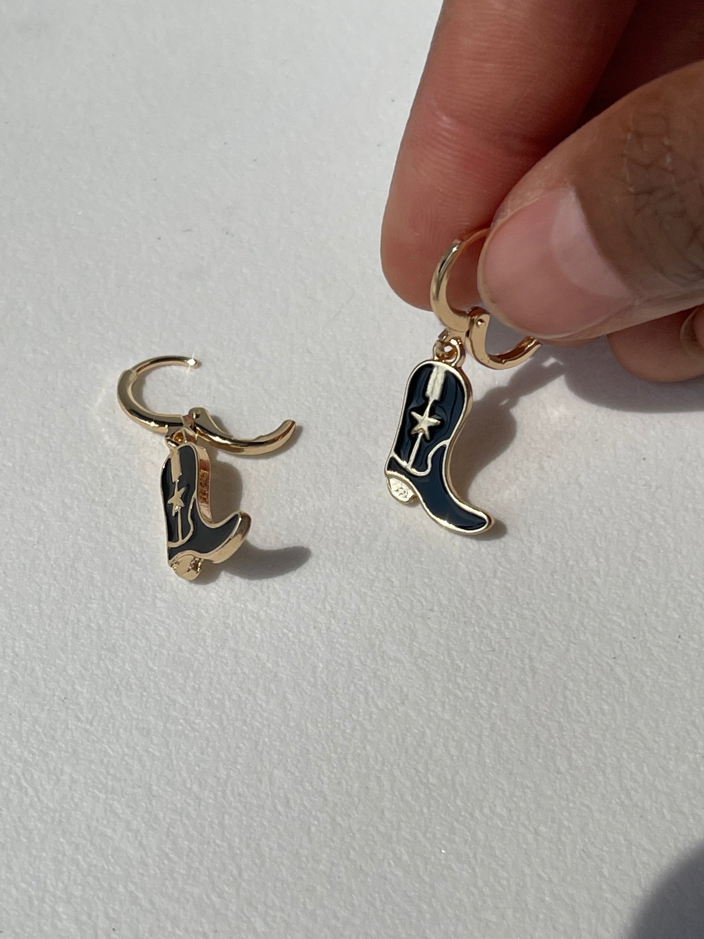 Cowboy Boot Drop Earring In Black