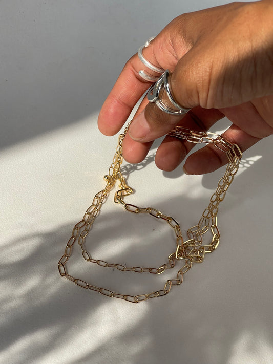 Priscilla Tri Link Chain Necklace In Gold