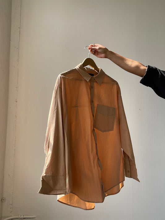 Chase Cotton Oversized Button Down In Taupe