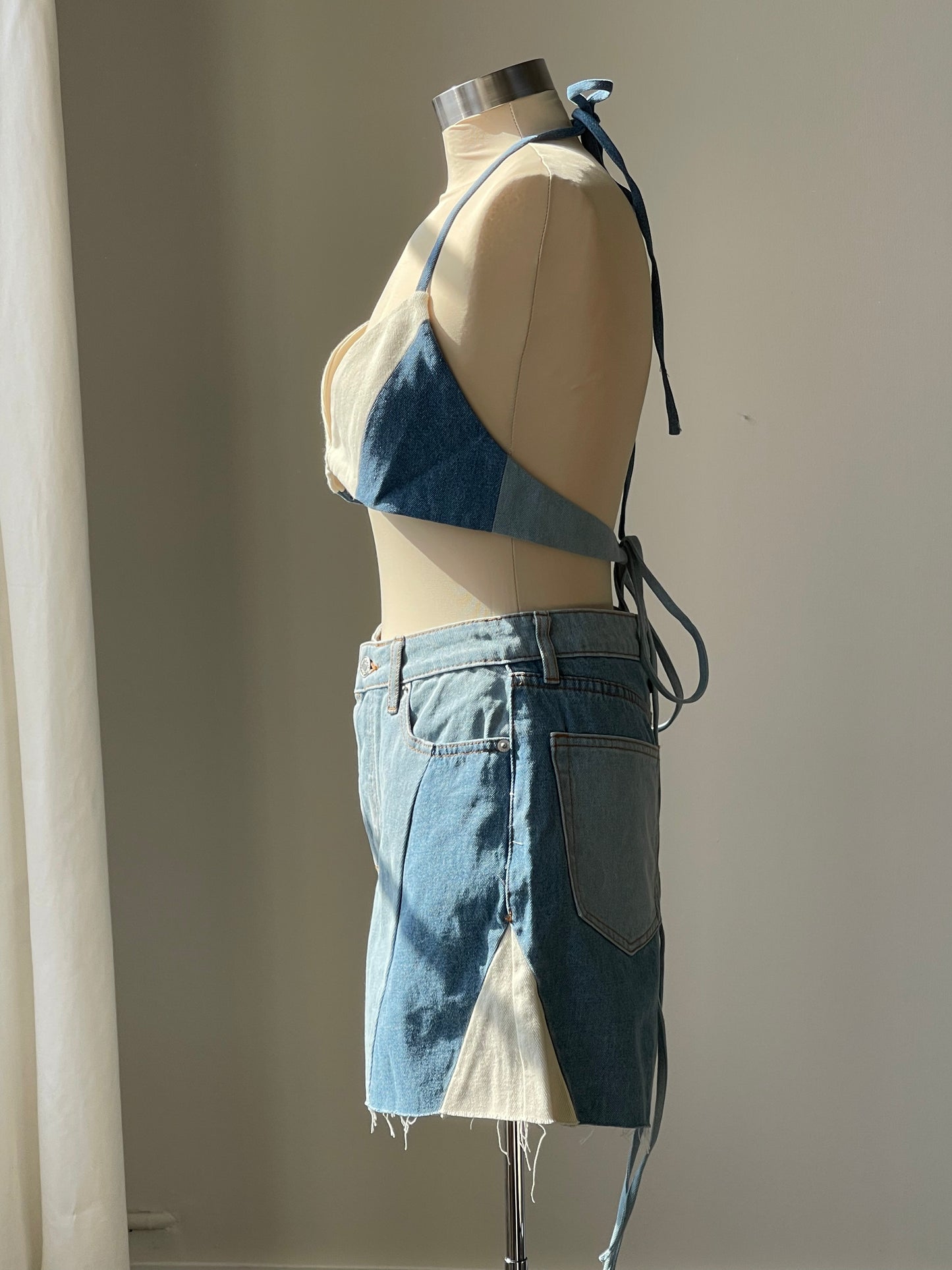 Susie 70s Style Denim Bikini Wrap Top