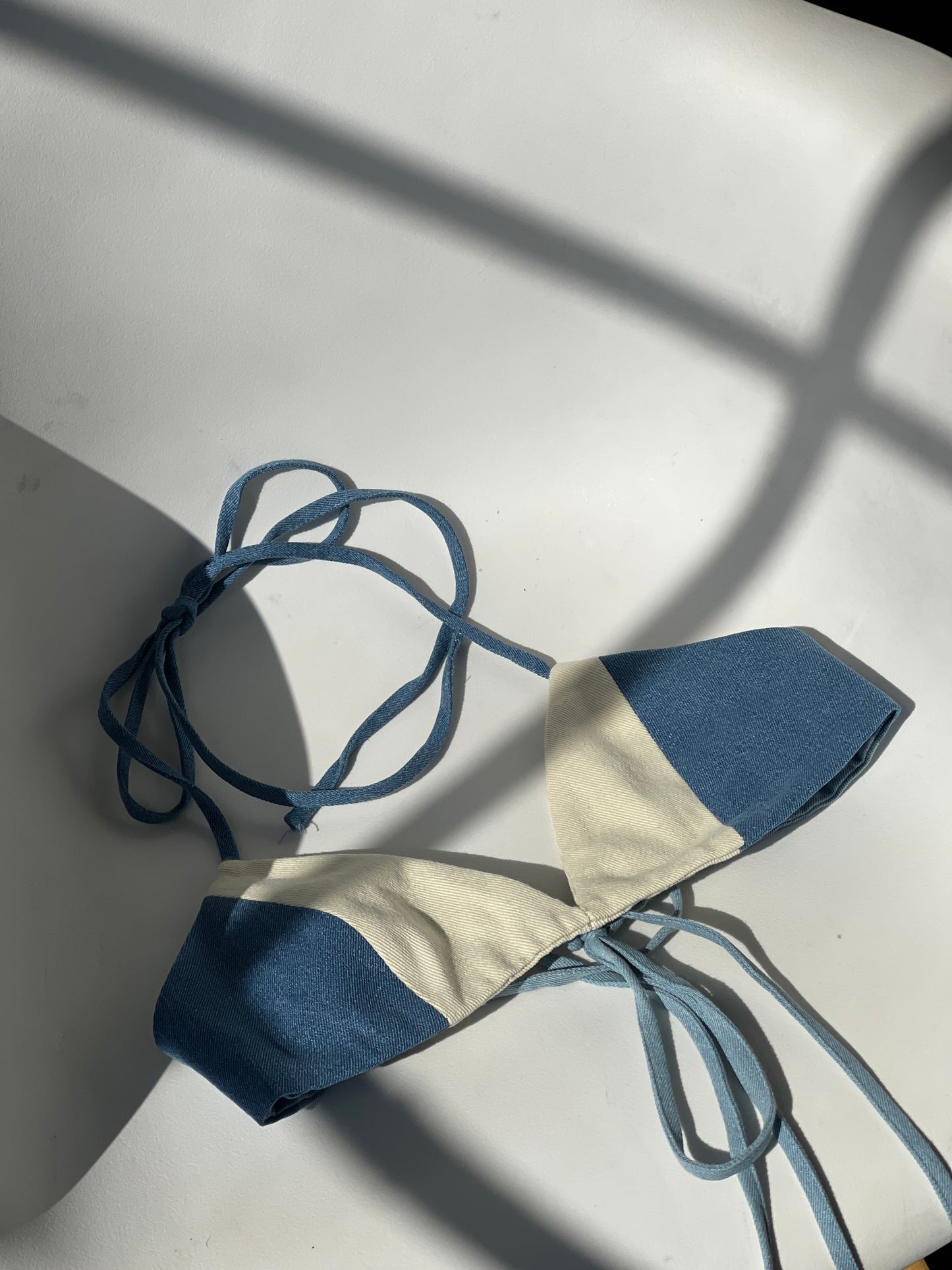 Susie 70s Style Denim Bikini Wrap Top