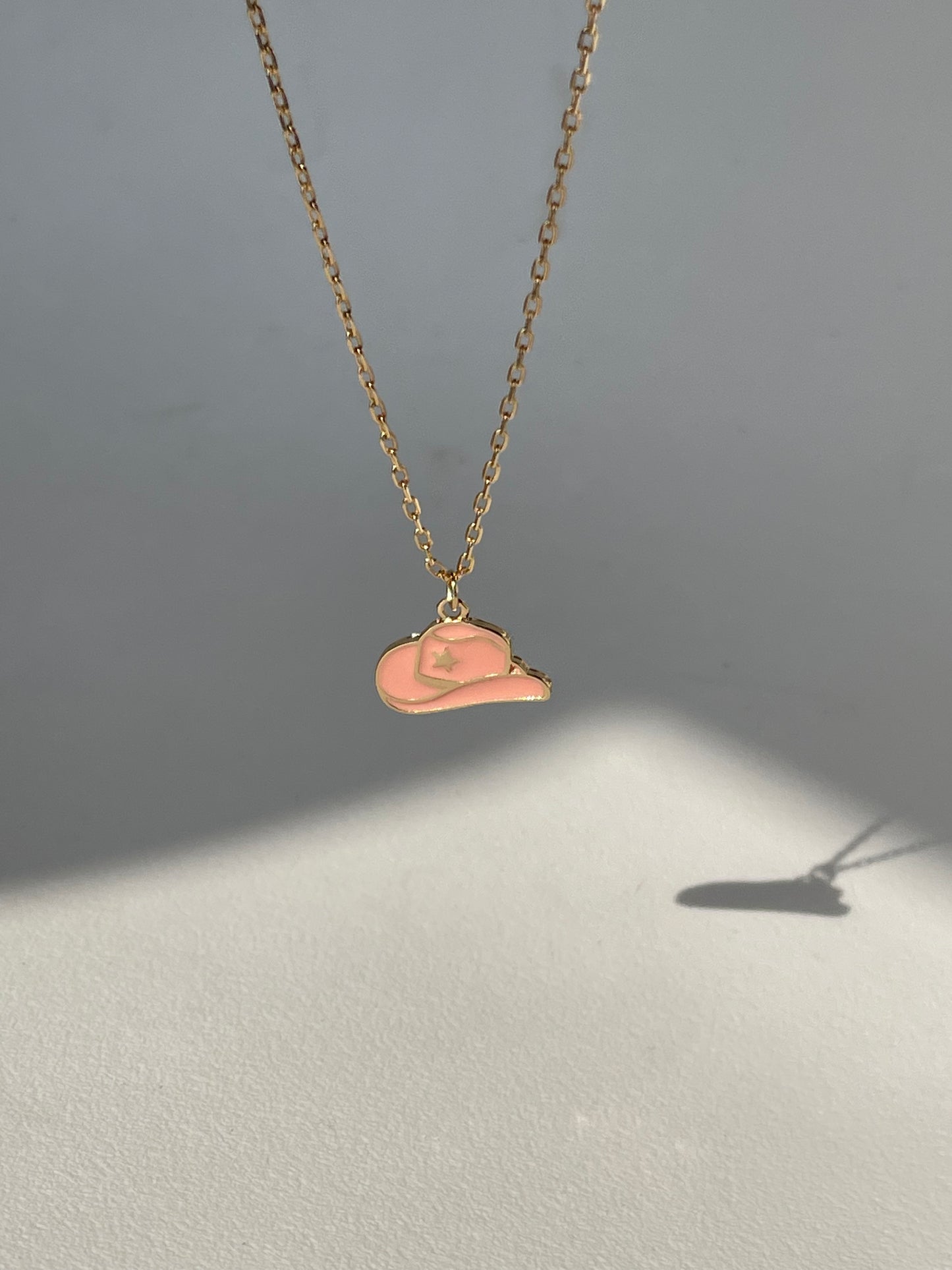 Cowboy Hat Charm Necklace In Peach