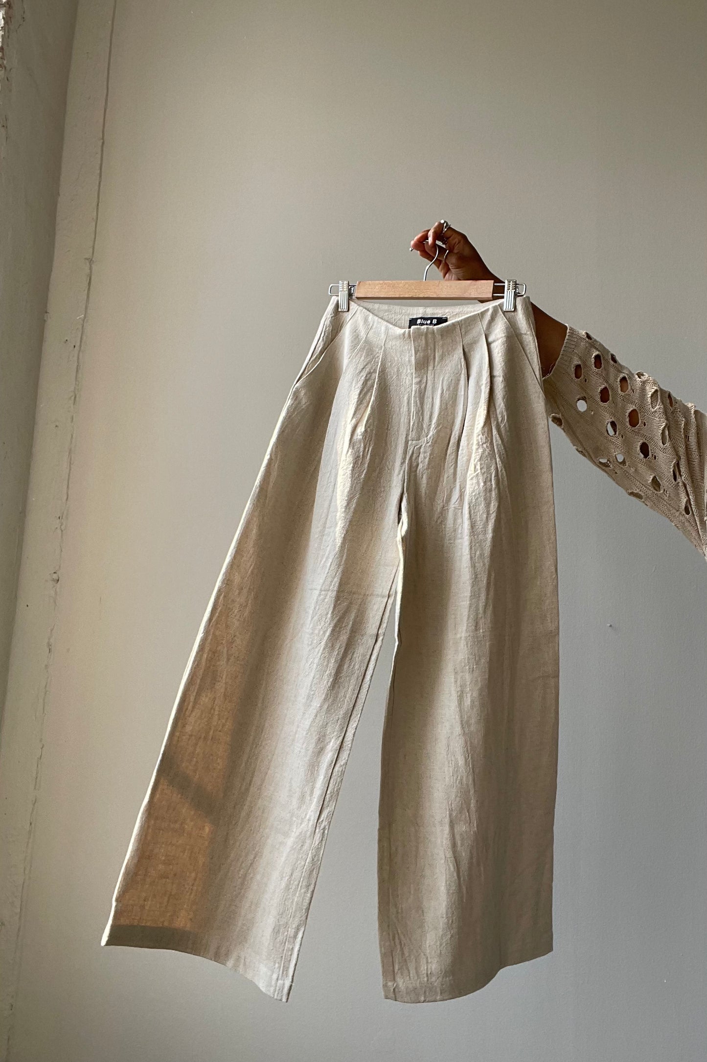 Evie Linen Wide Leg Pant In Natural