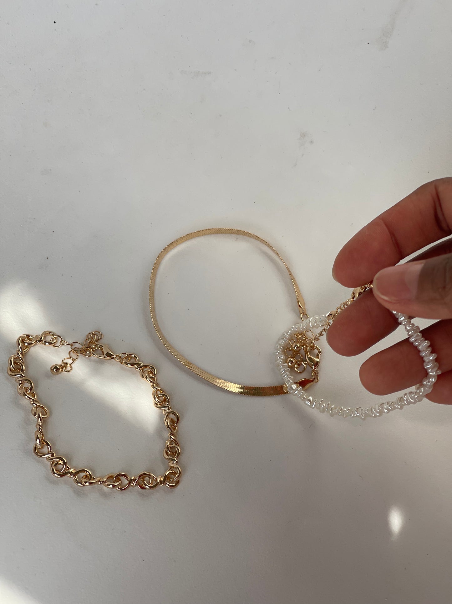 Organic Ocean Water Pearl Snake & Crumb Bracelet Set