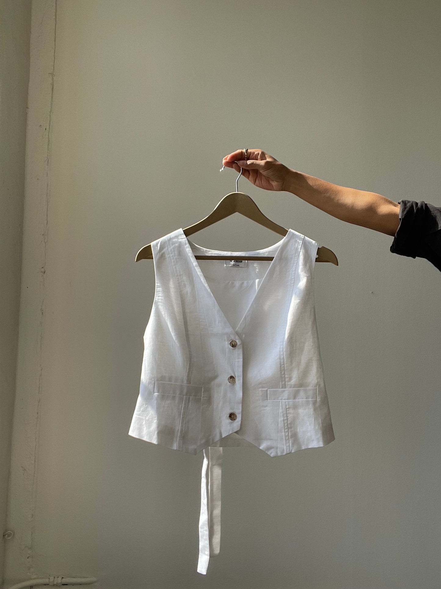 Garland Linen & Cotton Dress Vest In White
