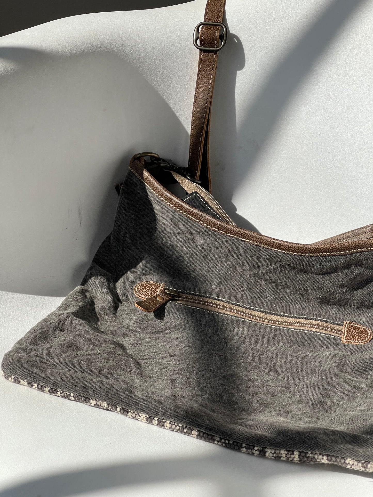 Waco Tribal Cotton Leather Crossbody Tote Bag