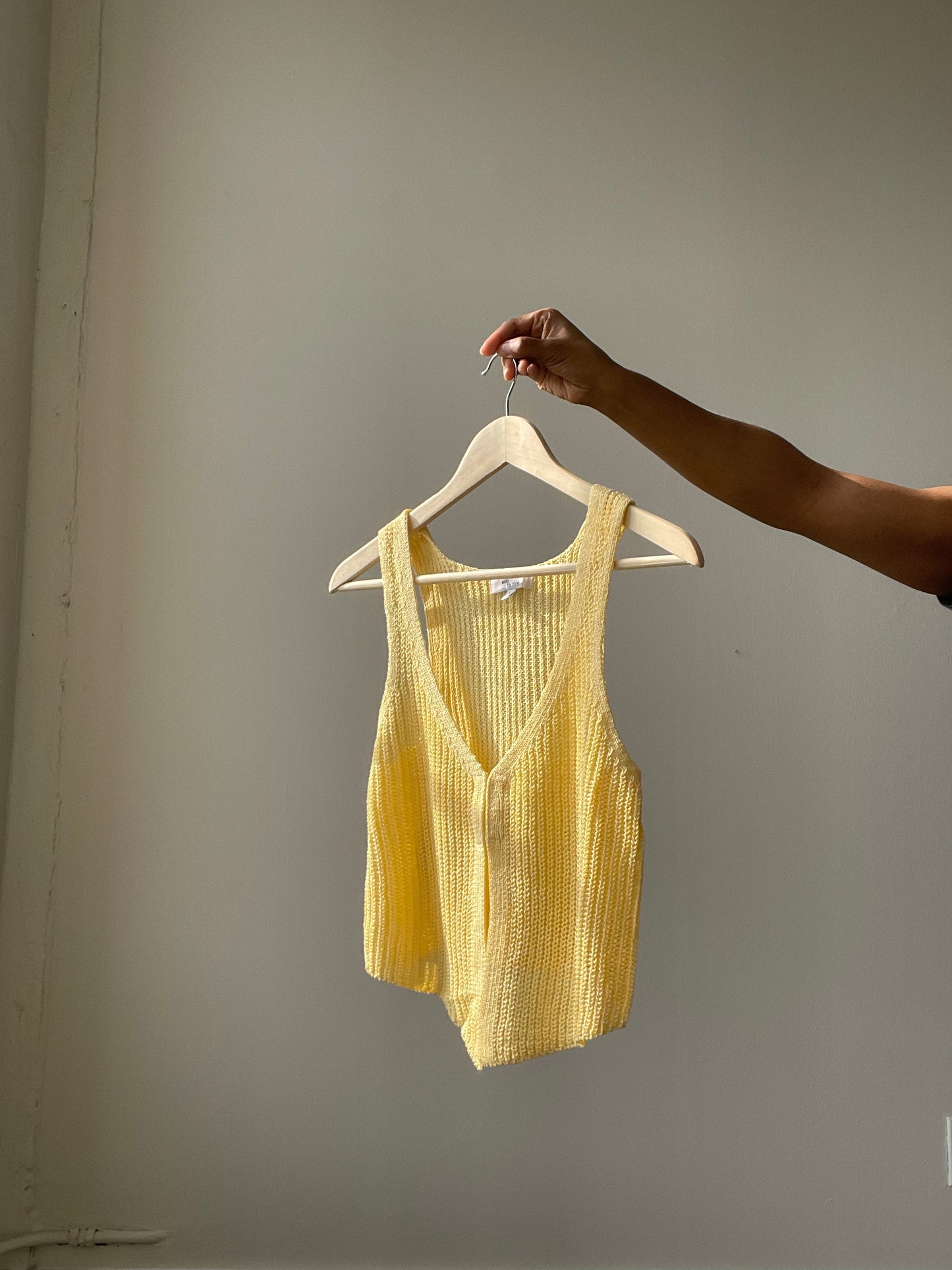 Kayla Crochet Knit Vest In Banana