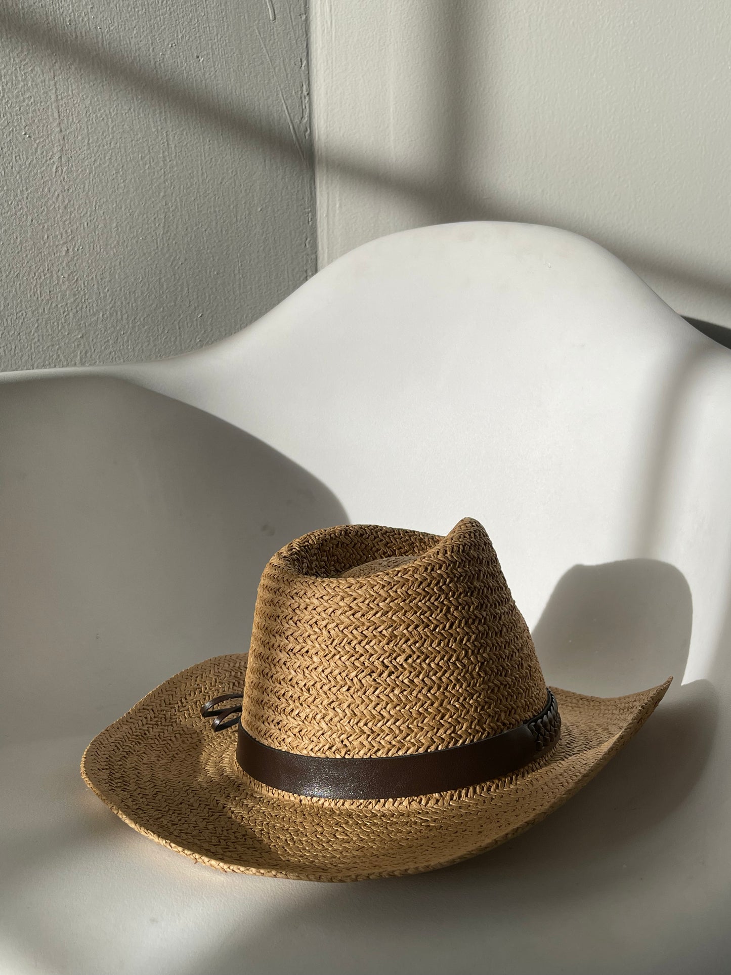Casey Braided Belt Woven Cowboy Hat In Brown