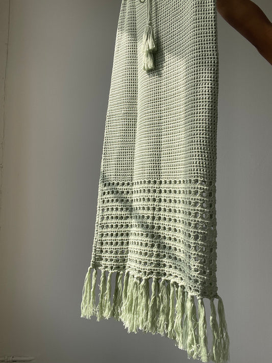Courtney Cotton Crochet Fringe Midi Skirt In Sage