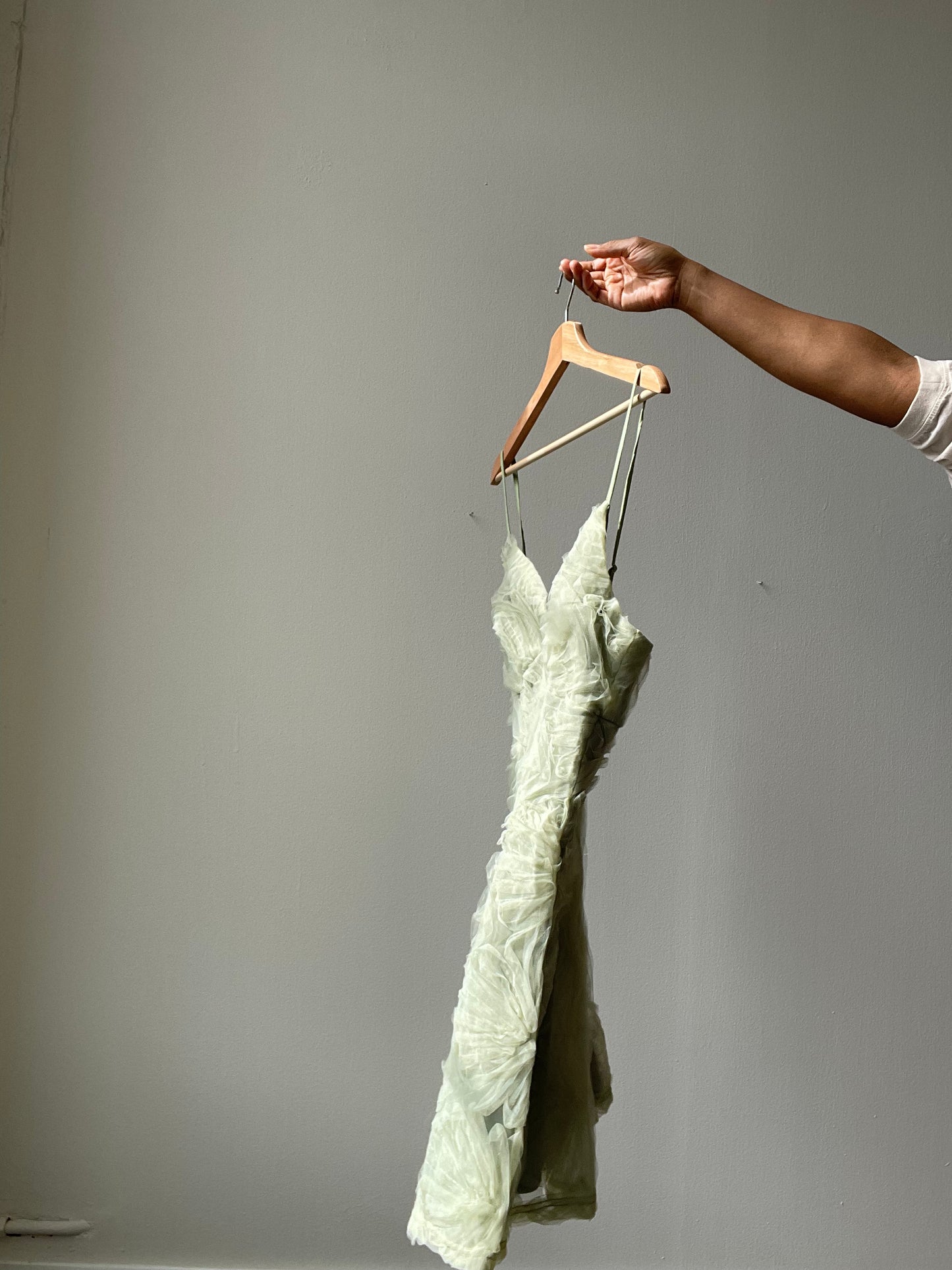 Suzette Ruffled Mini Dress In Sage