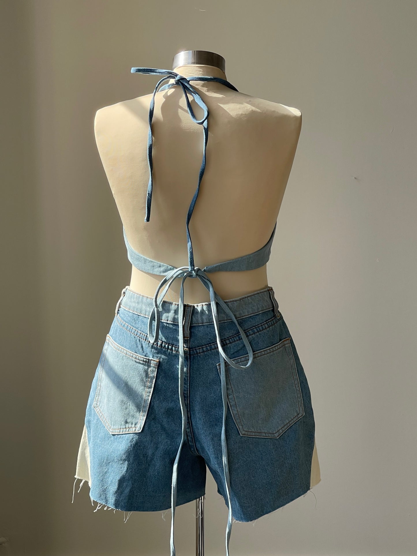 Susie 70s Style Denim Bikini Wrap Top