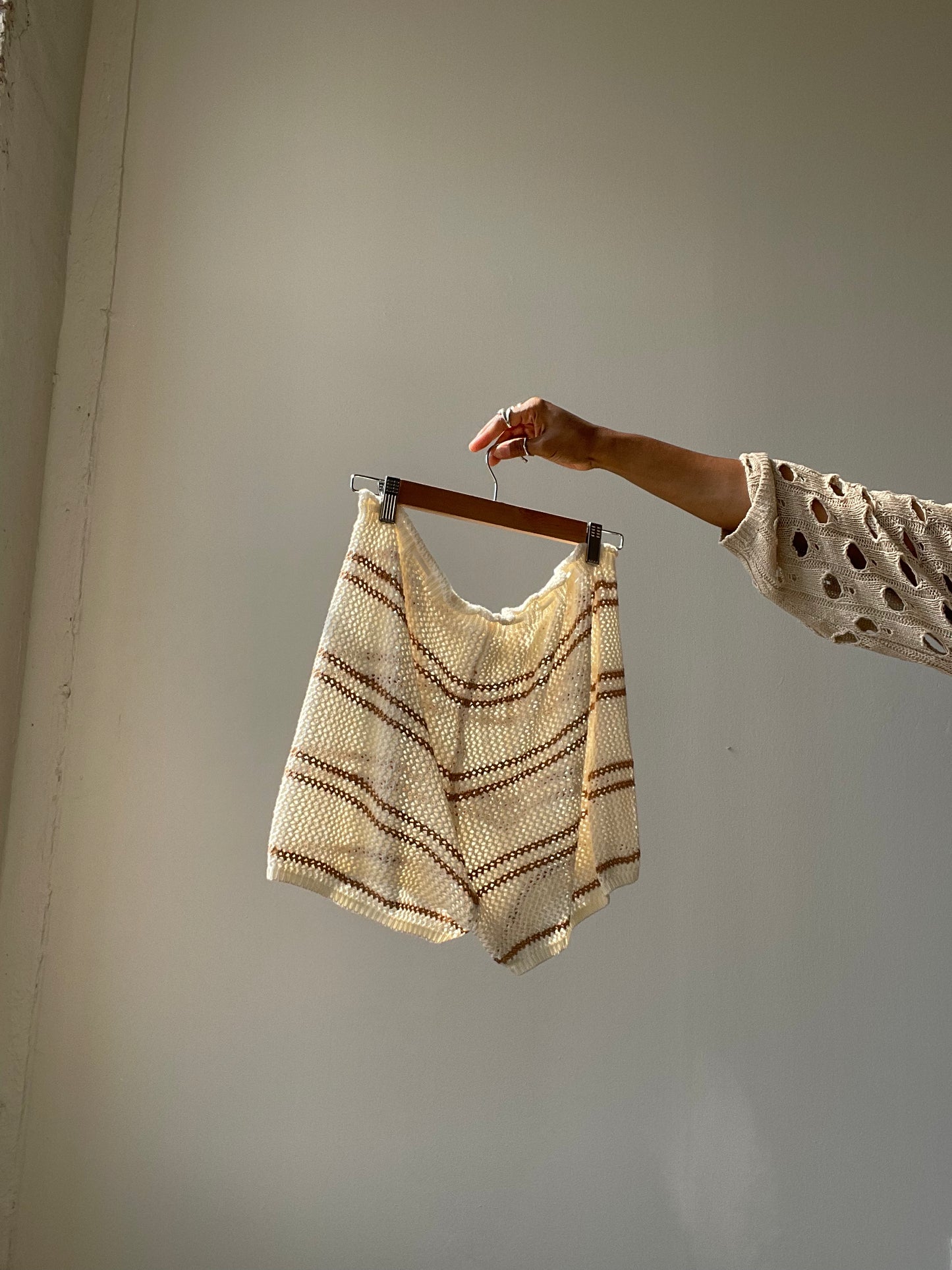 Mika Cotton Crochet Knit Striped Cover-Up Shorts