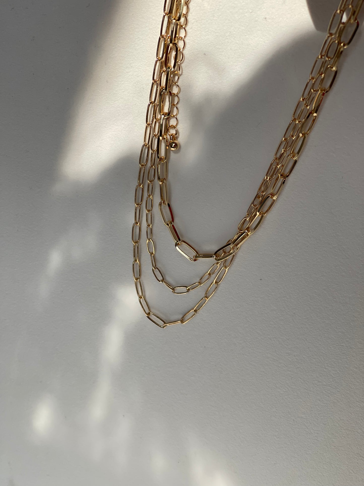 Priscilla Tri Link Chain Necklace In Gold