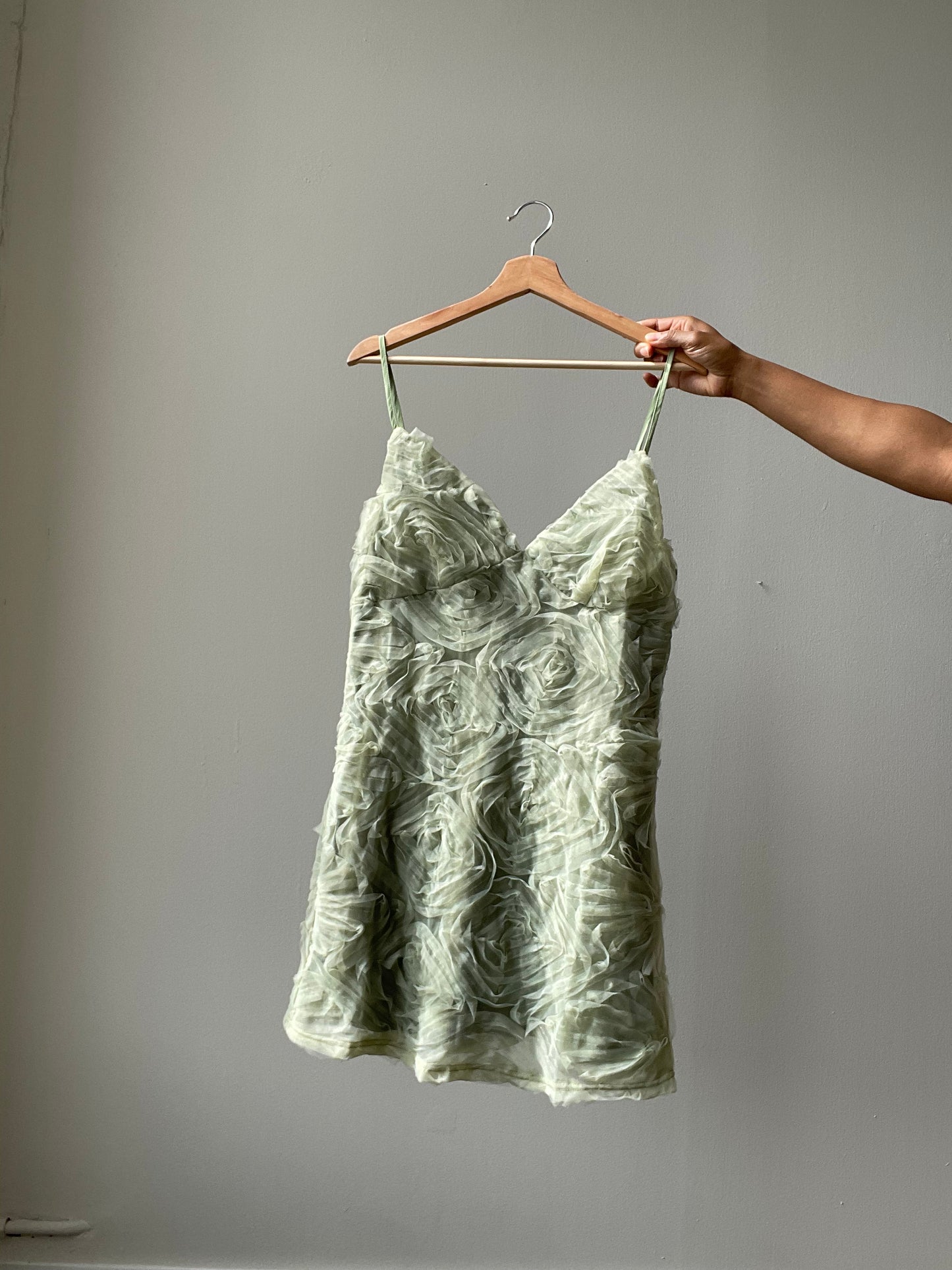 Suzette Ruffled Mini Dress In Sage