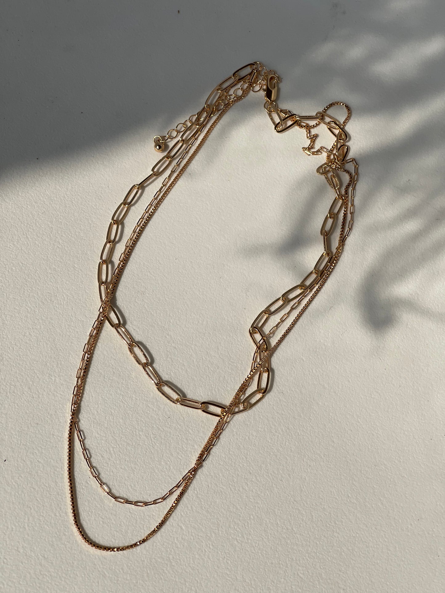 Savanna Tri Link Chain Layered Necklace In Gold