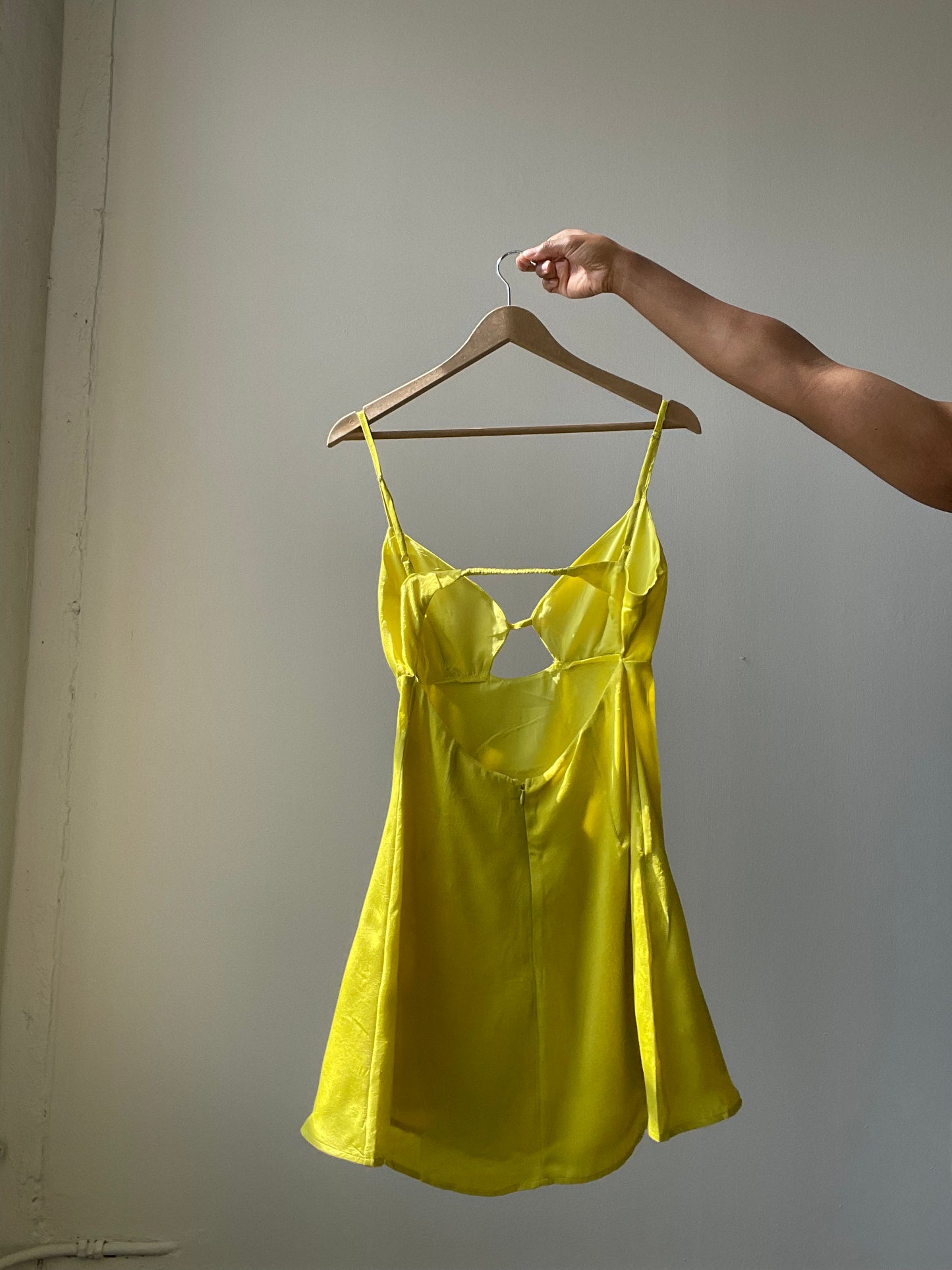 Pearland Peekaboo Open Back Mini Dress In Lighting Lemon