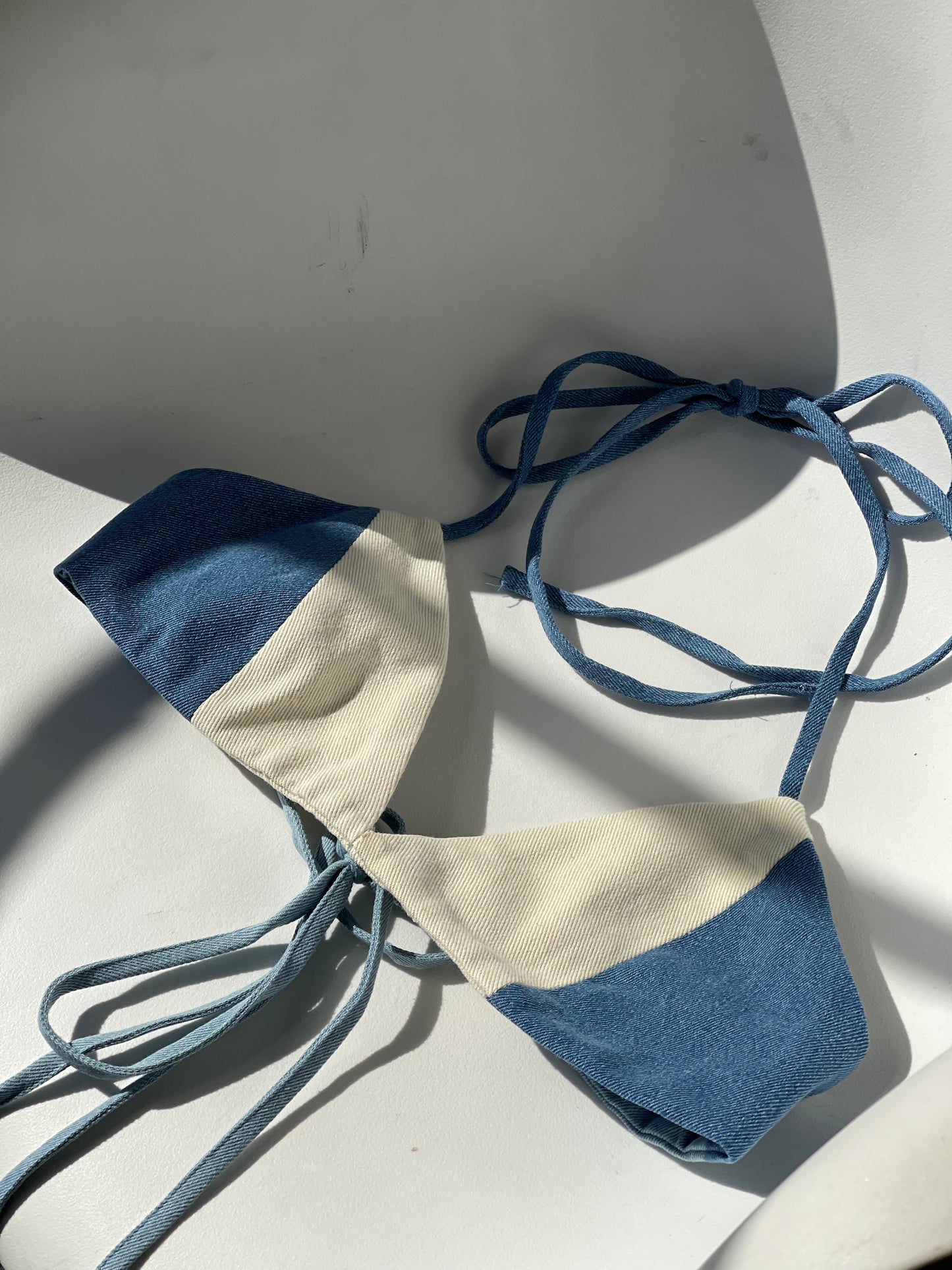 Susie 70s Style Denim Bikini Wrap Top