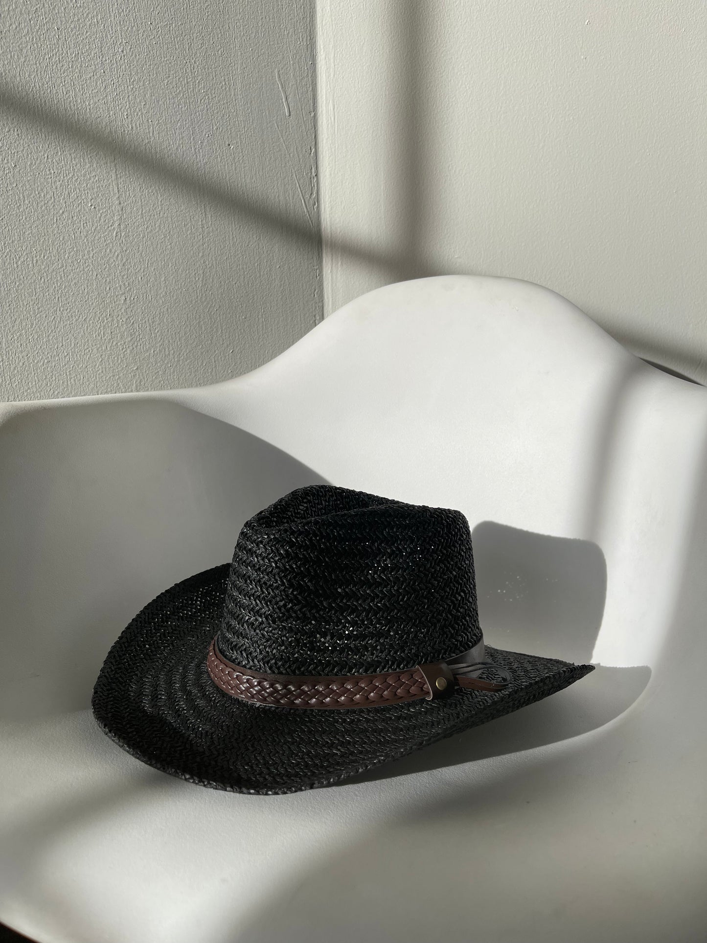 Casey Braided Woven Cowboy Hat In Black
