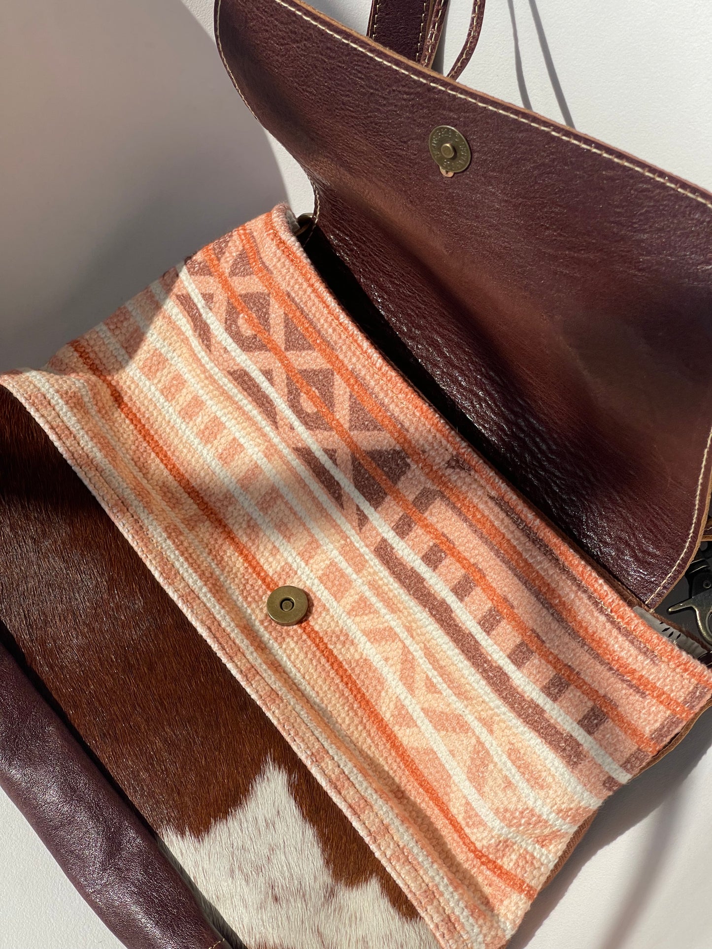 Chelsea Texas Leather Cowhide Tribal Saddle Bag