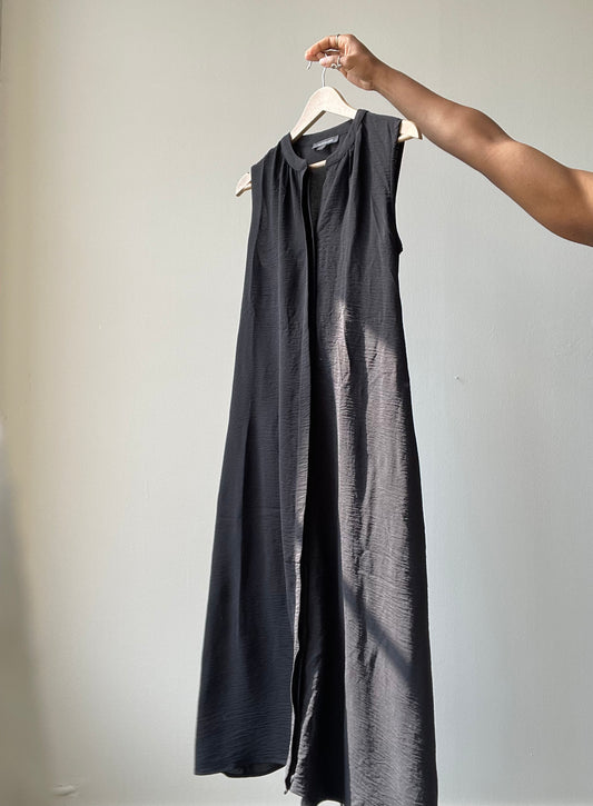 Keller Hidden Pocket & Button Down Midi Dress In Black