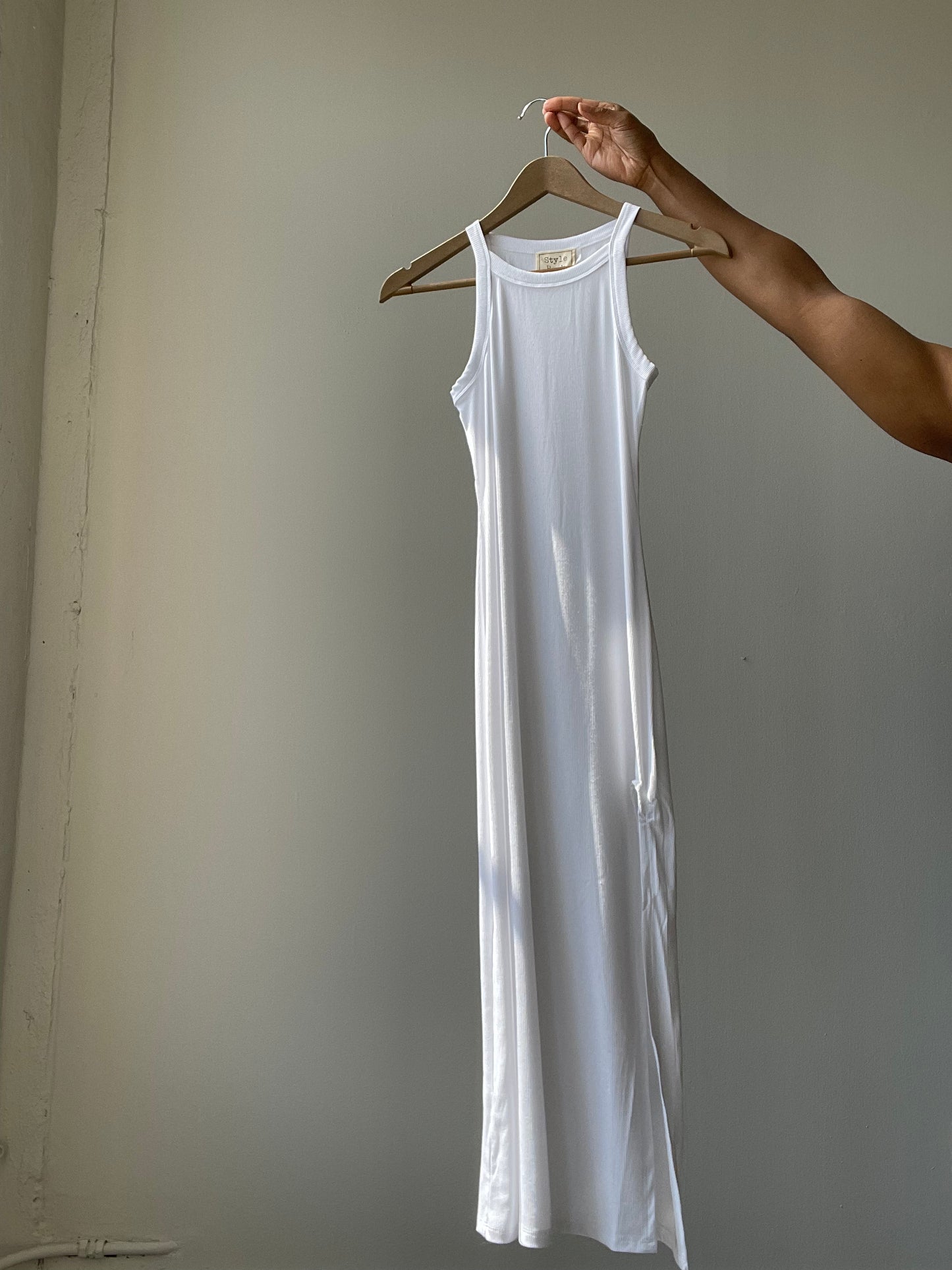 Sidney Midi Ribbed T Shirt Dress In White