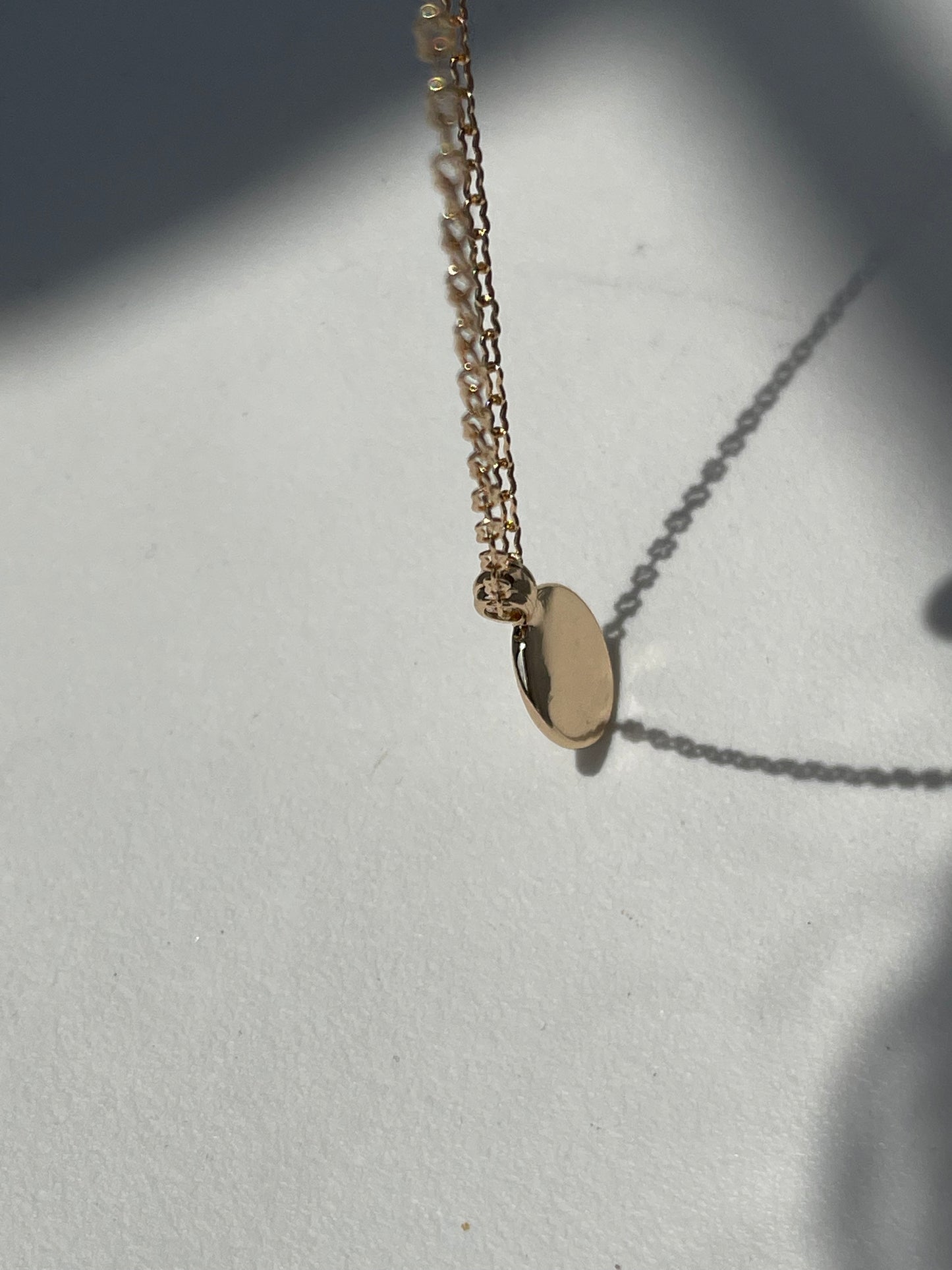 Claire Gold Rim Rose Disk Necklace In Ivory Gold