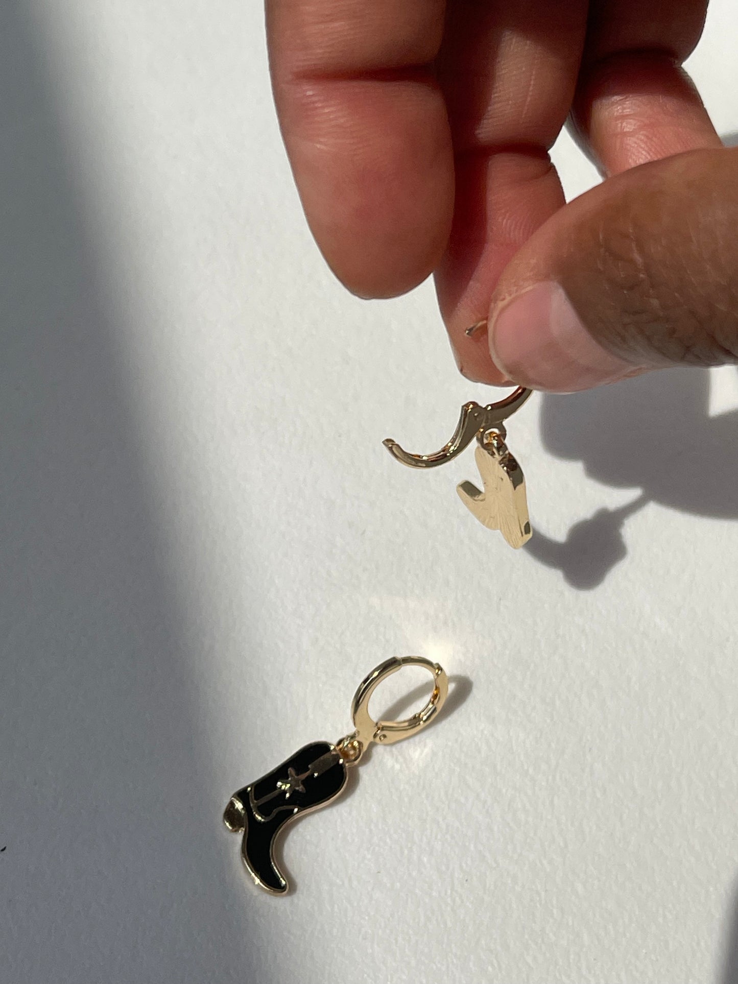 Cowboy Boot Drop Earring In Black