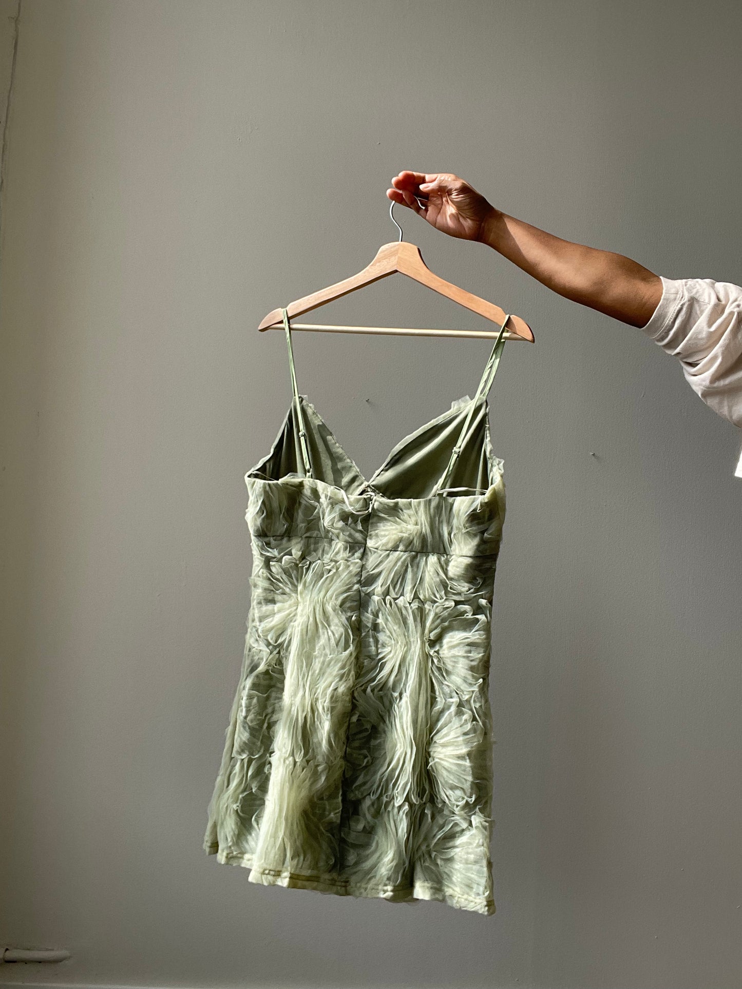 Suzette Ruffled Mini Dress In Sage