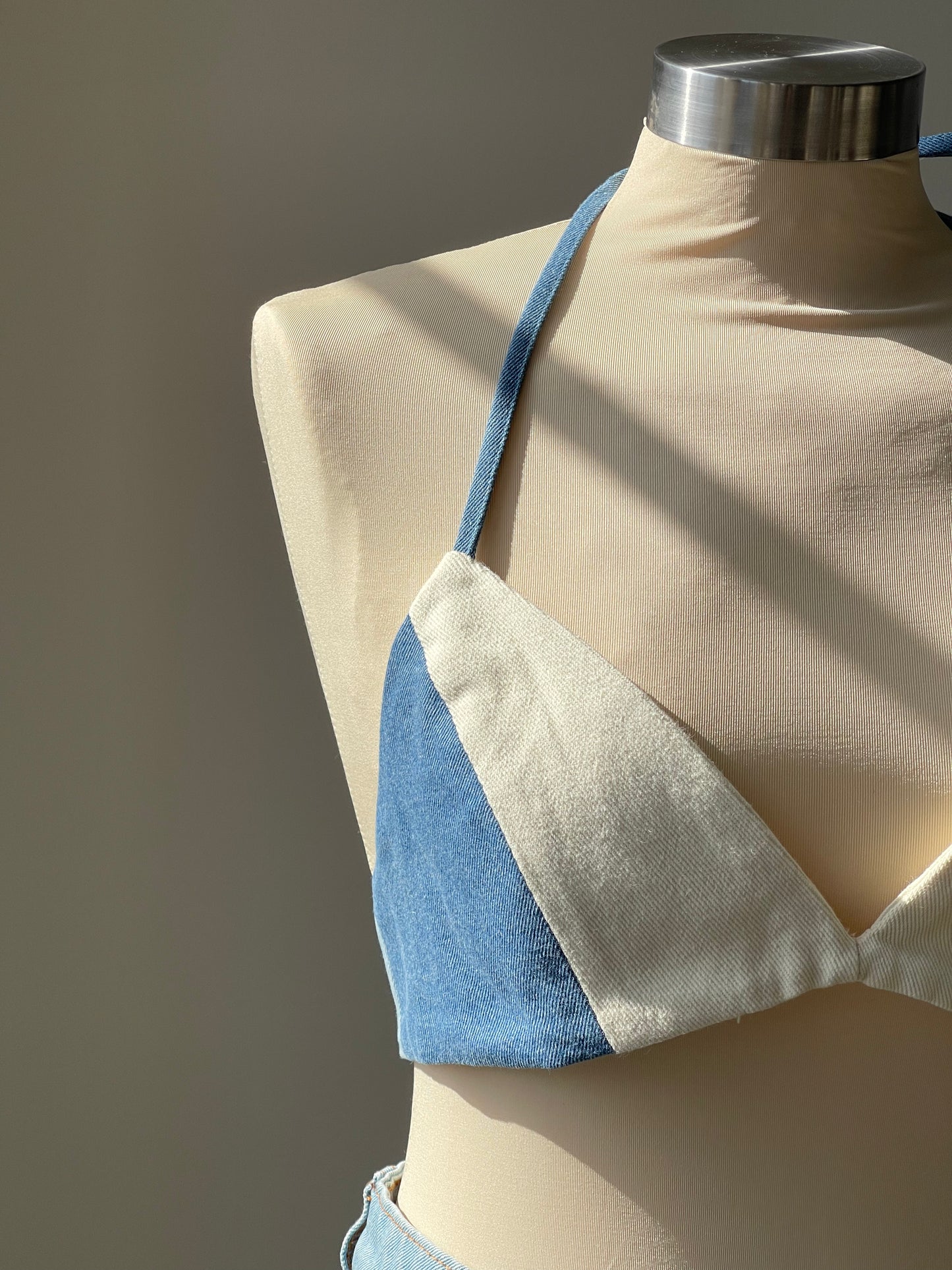Susie 70s Style Denim Bikini Wrap Top