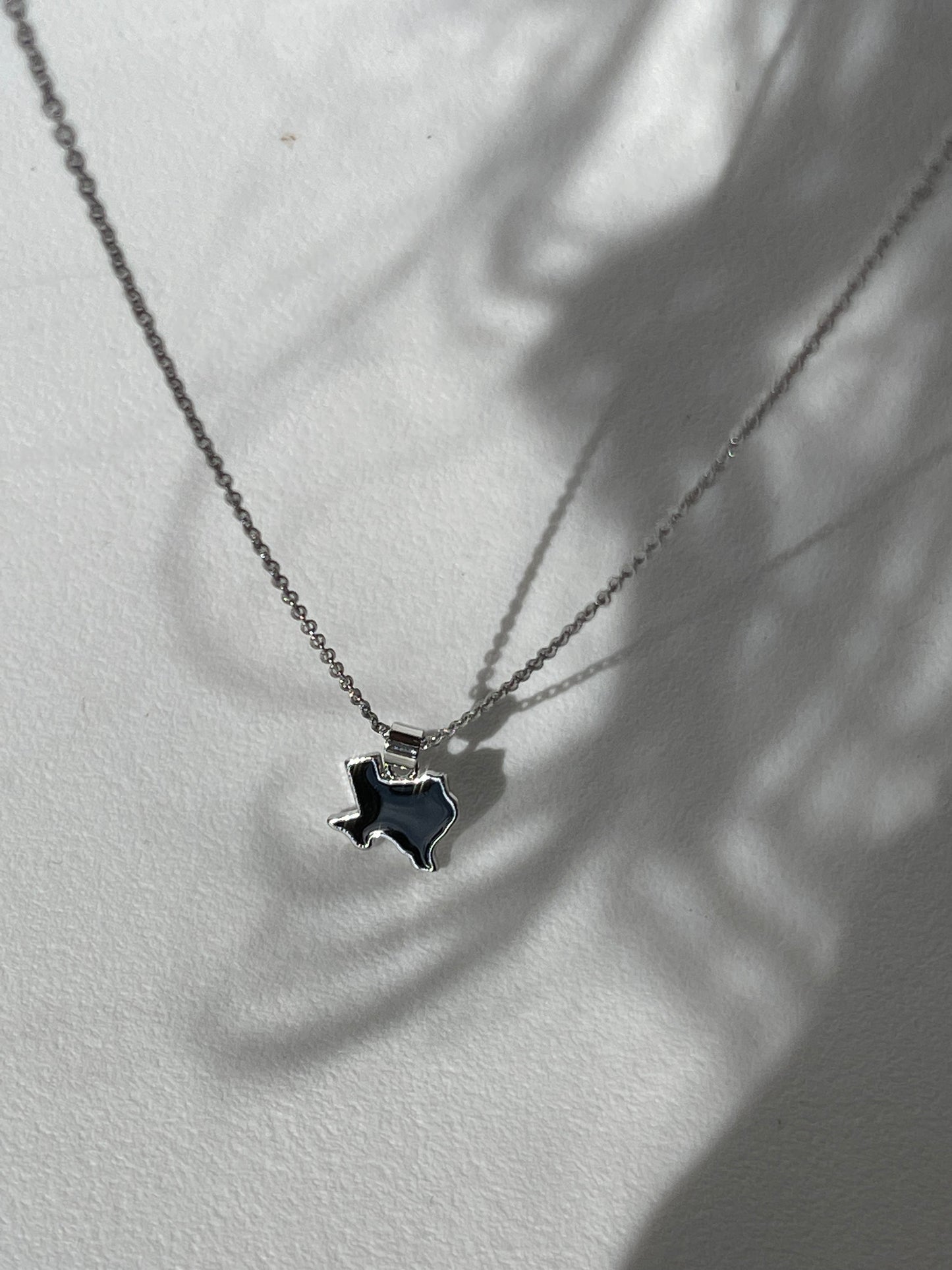 Deep Ellum Texas Mini State Necklace In Black Sliver