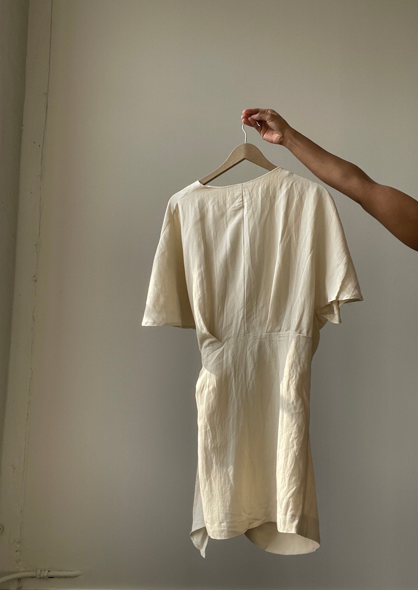 Lorie Linen & Cotton Kimono Style Wrap Dress In Natural