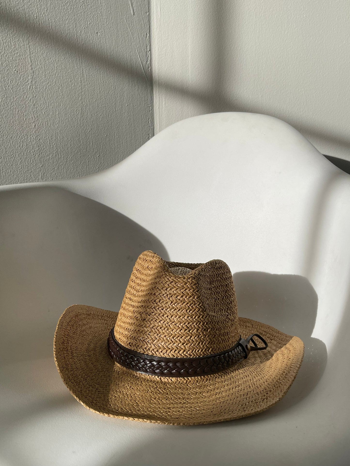 Casey Braided Belt Woven Cowboy Hat In Brown