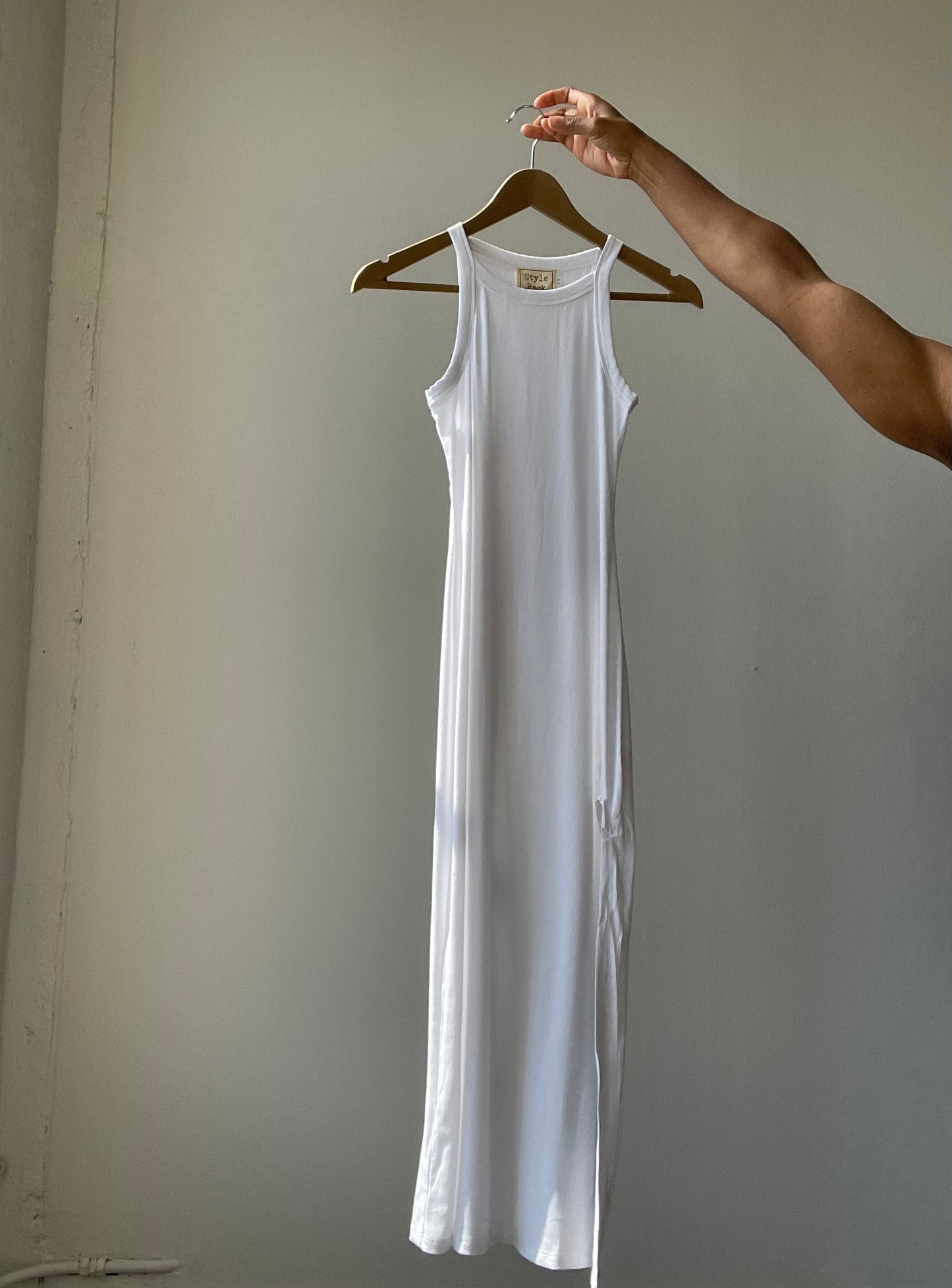Sidney Midi Ribbed T Shirt Dress In White