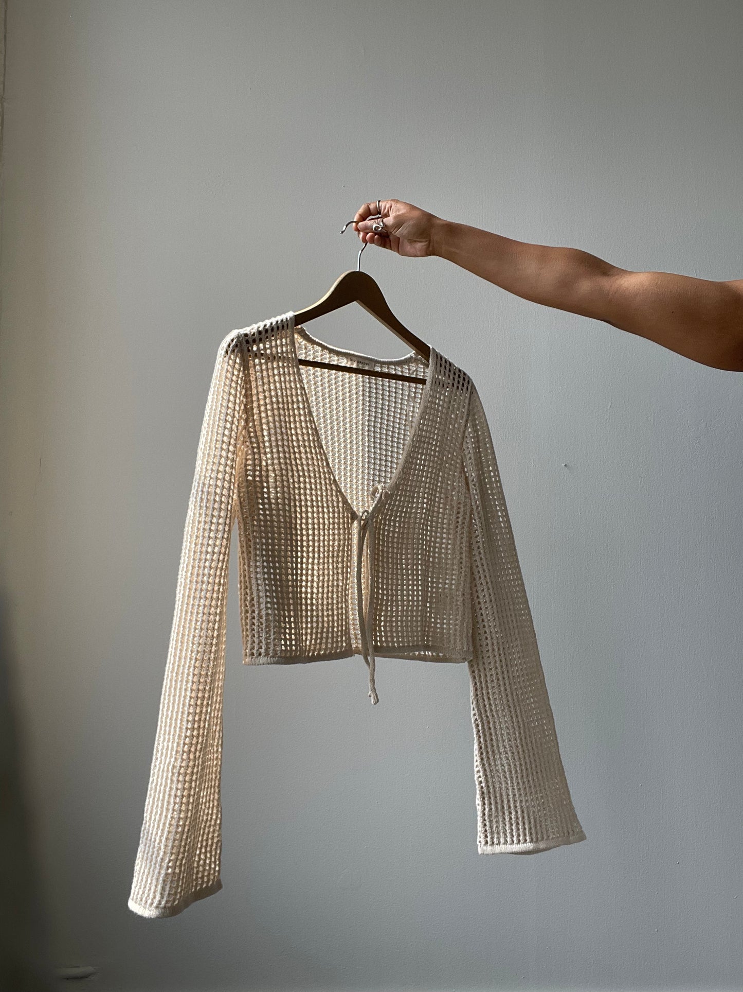 Lufkin Cotton Crochet Cardigan In Natural