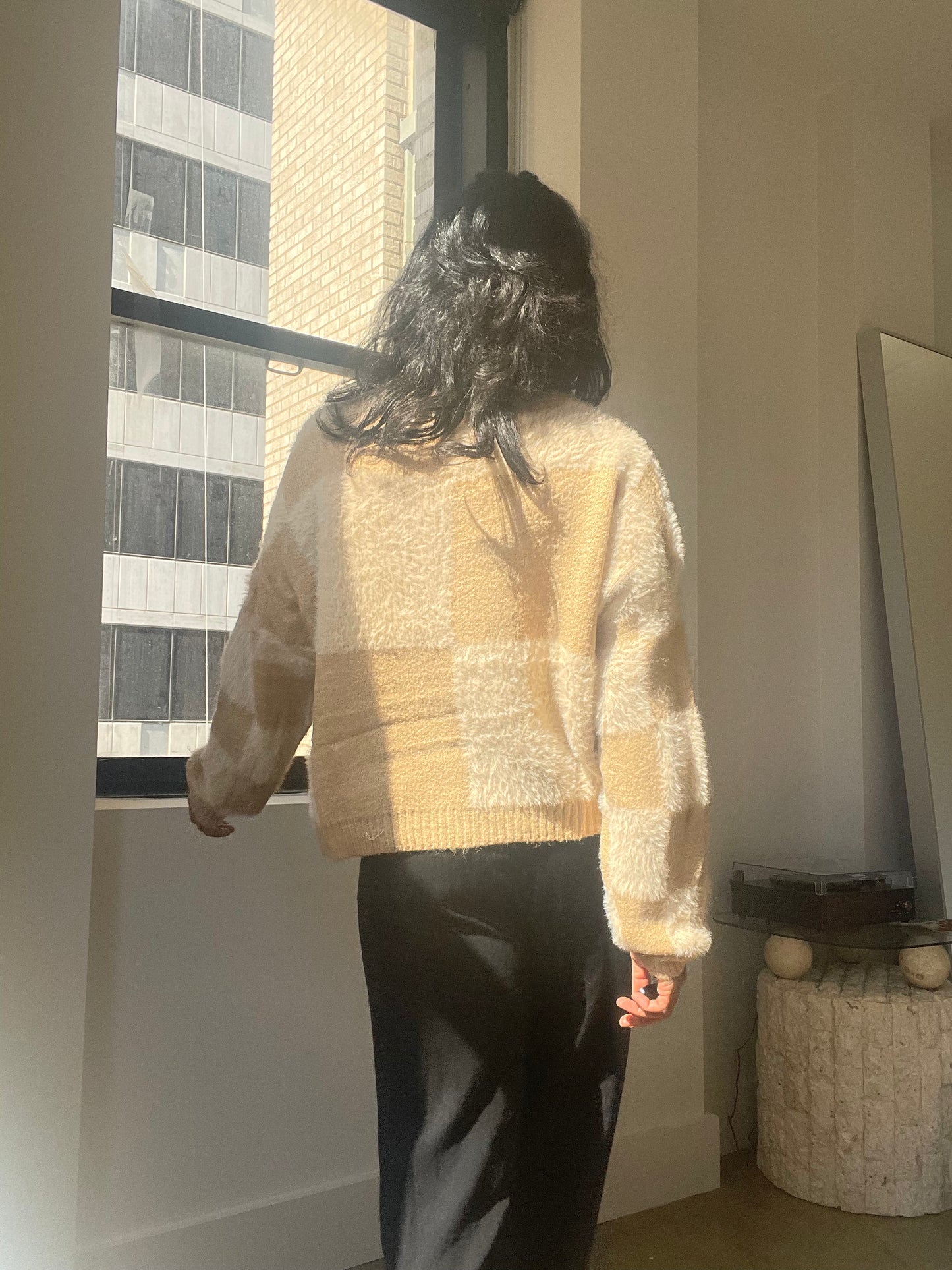 Charlie Check Pullover Sweater In Taupe