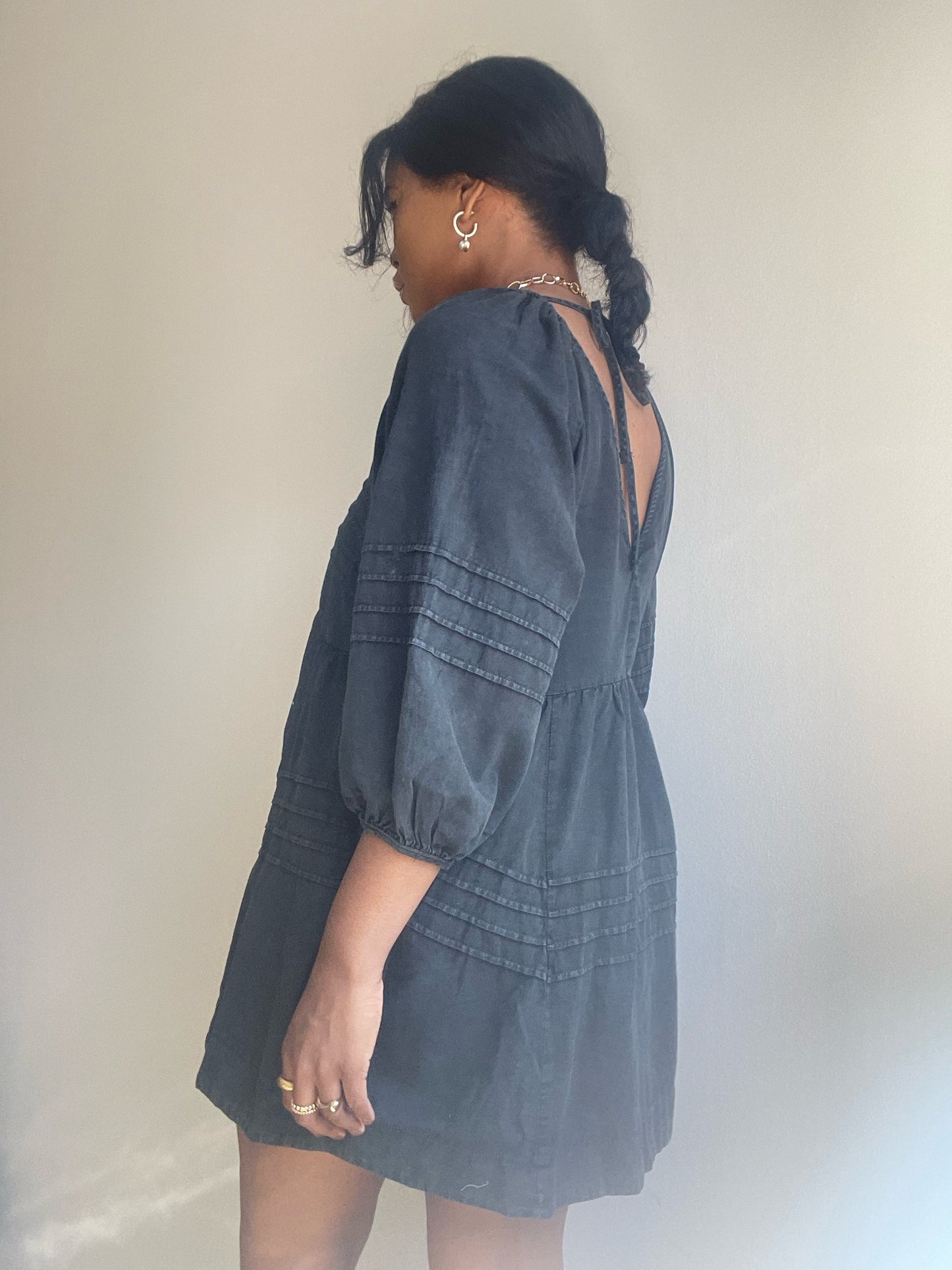 Taylor Cotton Tiered Dress In Acid Black