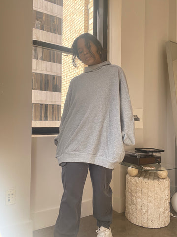 Emily Oversized Cotton Loose Turtle Neck In Grey