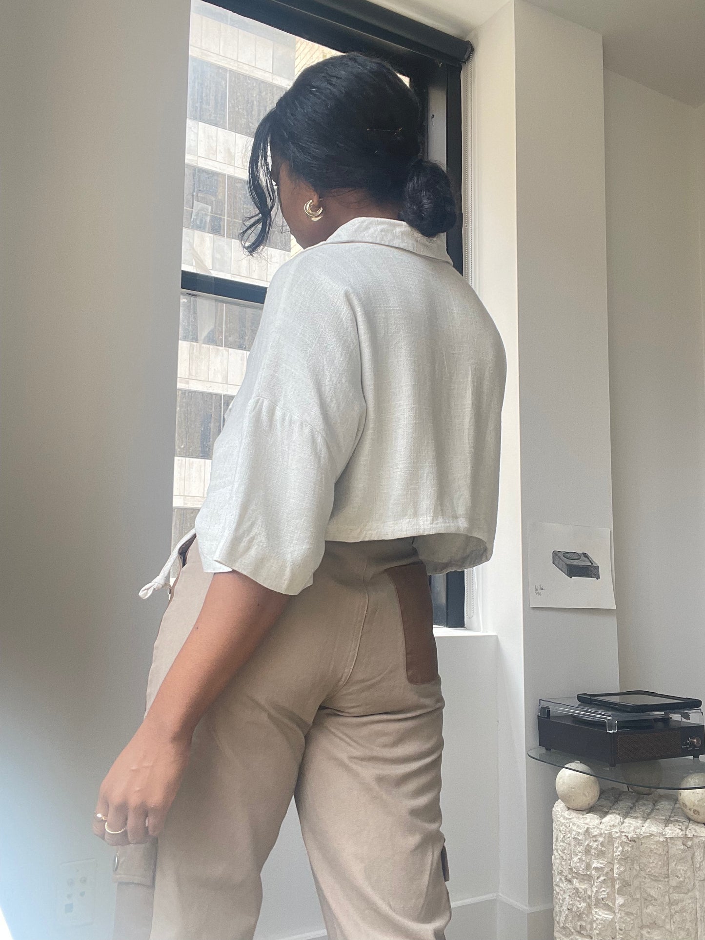 Katin Cotton Crop Button Down Top In Natural