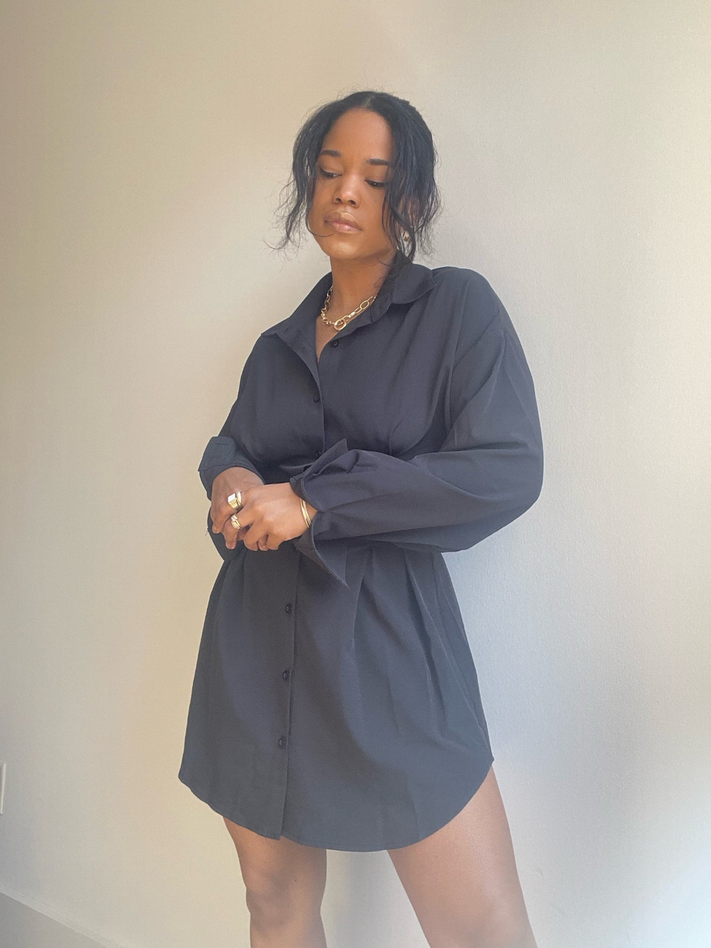 Phoebe Shirt Dress In Black